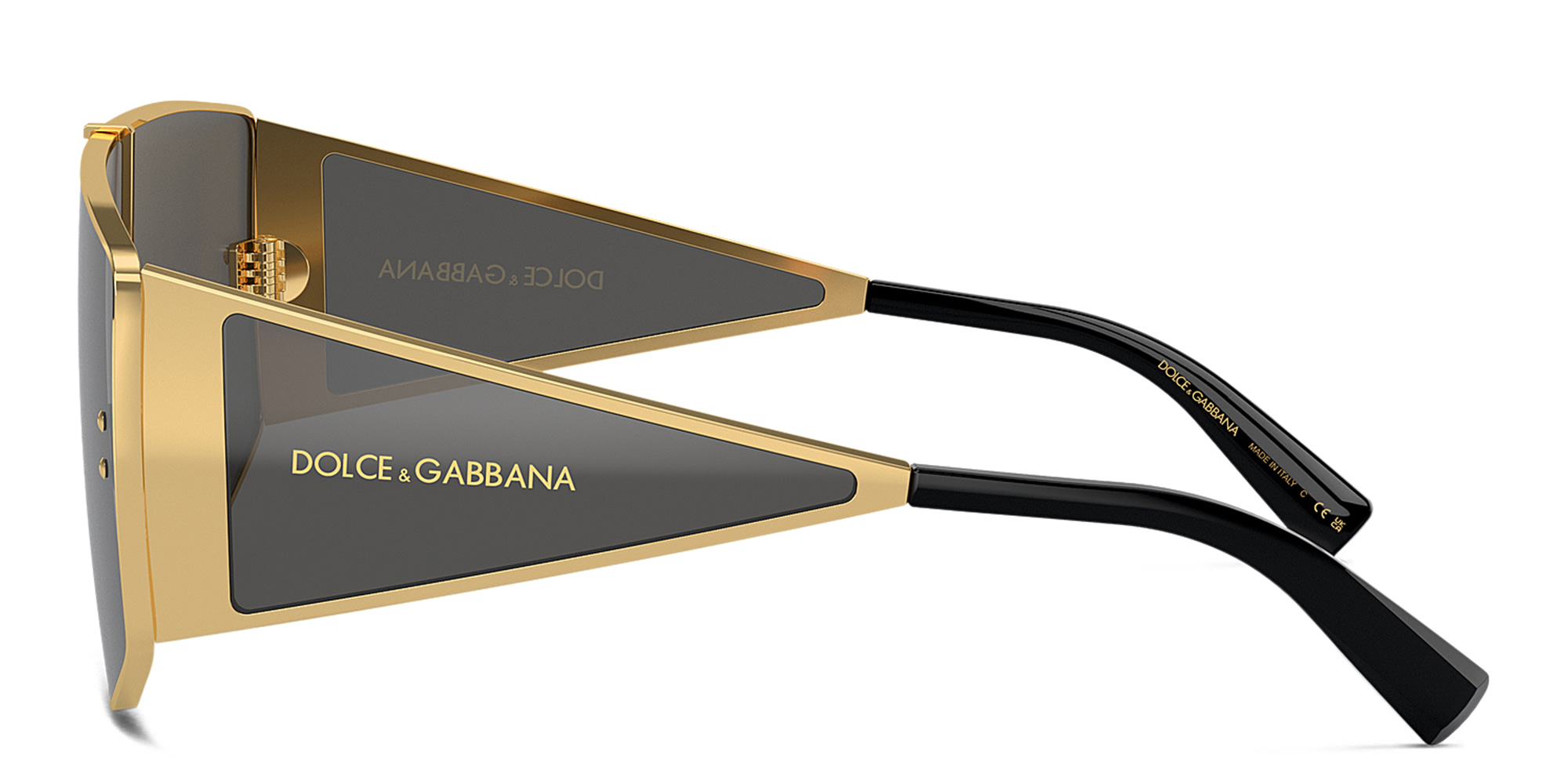 تسوق نظارات شمسية مستطيلة بشعار العلامة دولتشي آند غابانا بلون ذهبي أونلاين.
