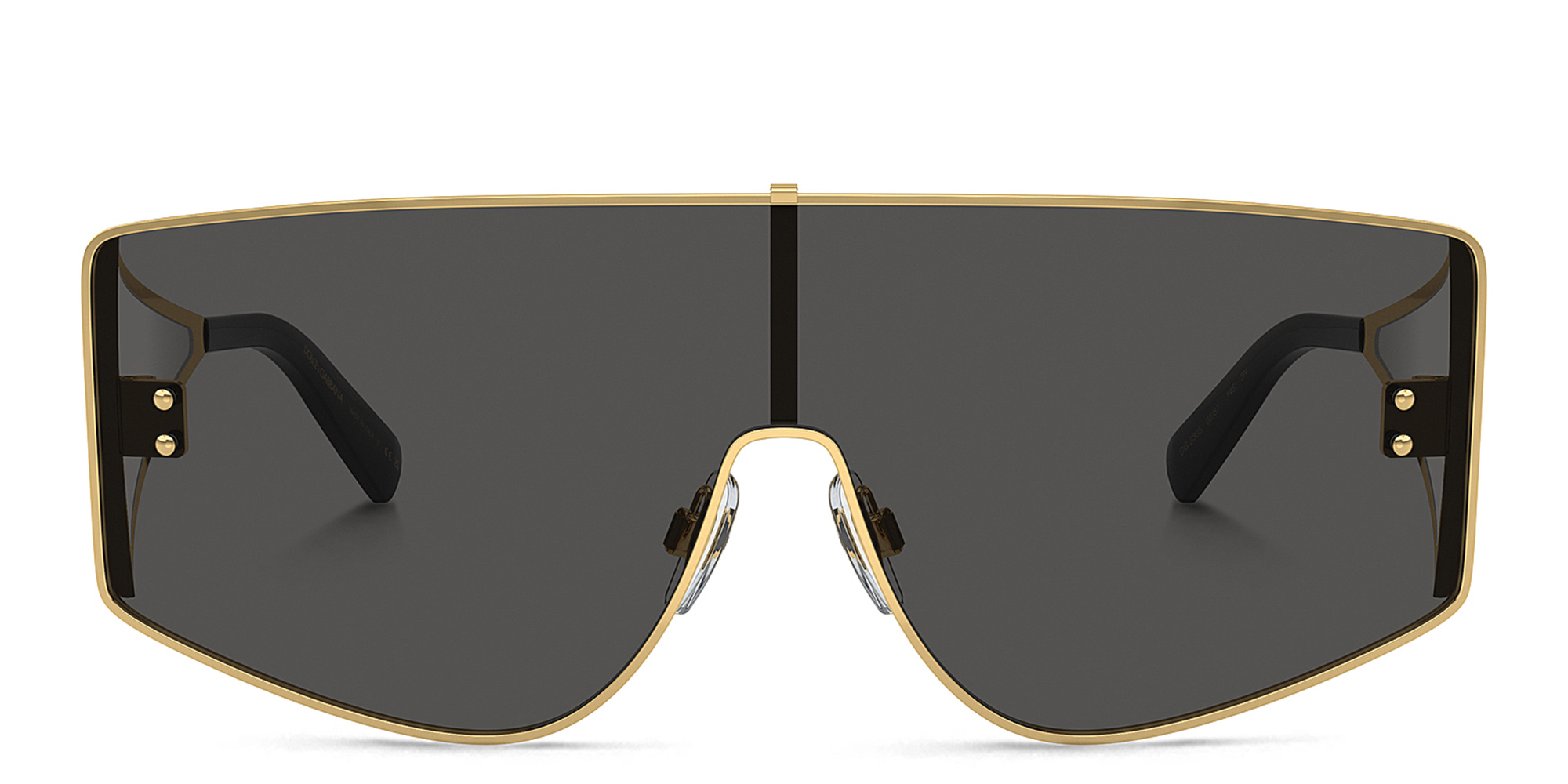 Shop Dolce & Gabbana Logo Rectangle Sunglasses in Gold online.