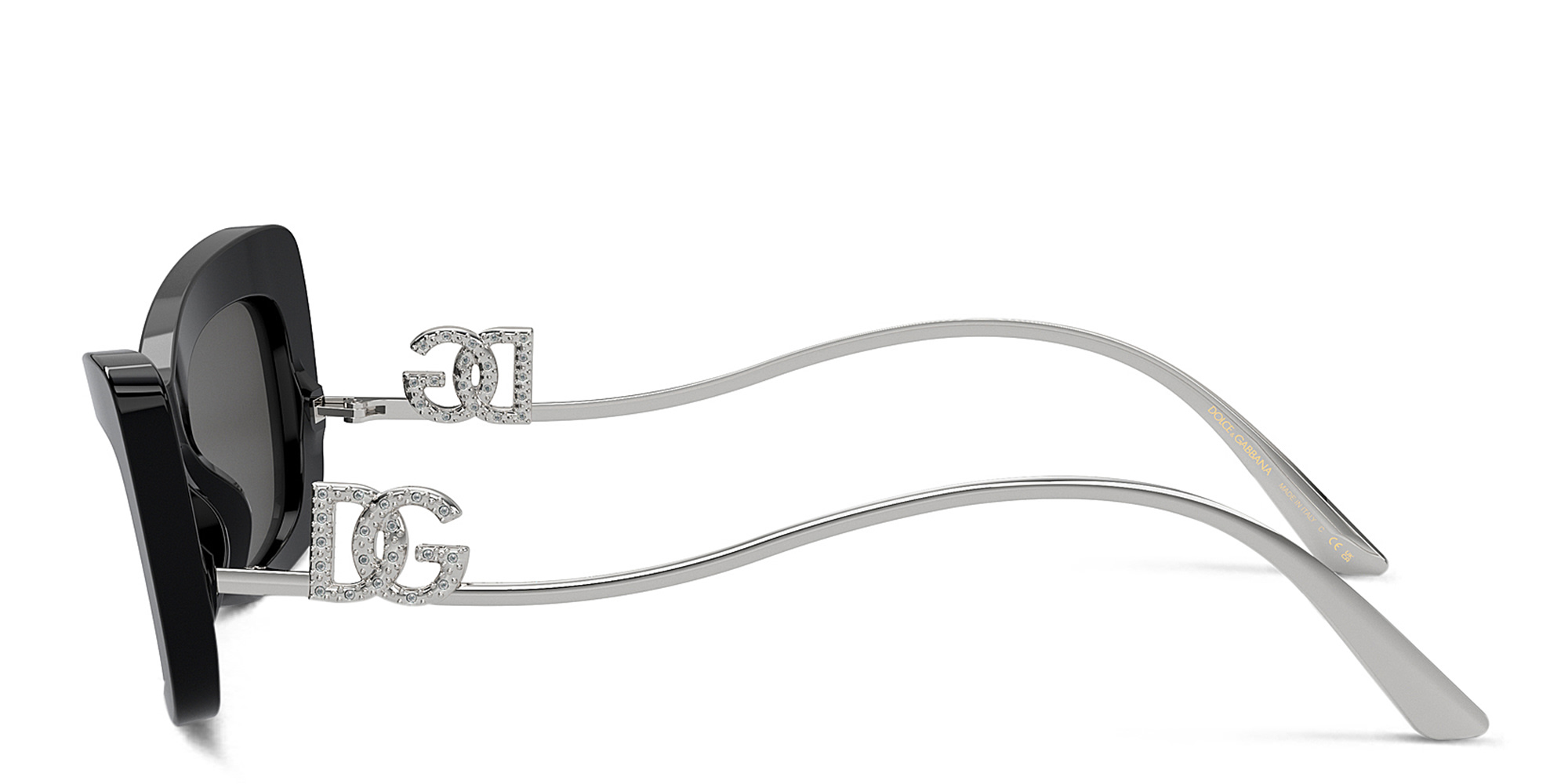 Dolce & Gabbana Rhinestone DG Motif Cat-Eye Sunglasses in Black – Product Photo 3