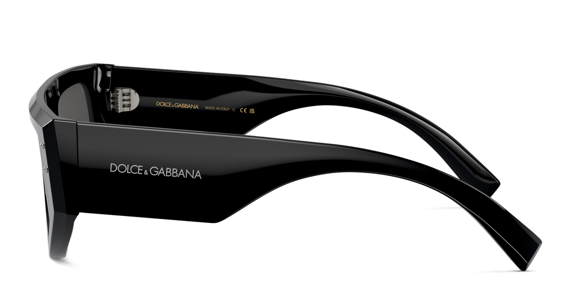 Shop Dolce & Gabbana Logo Rectangle Sunglasses in Black online.