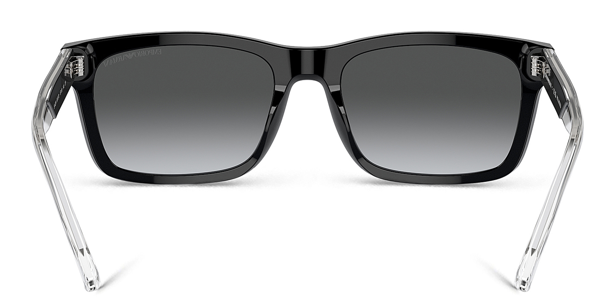 تسوق نظارات شمسية مستطيلة بشعار العلامة امبوريو أرماني بلون أسود لامع أونلاين.