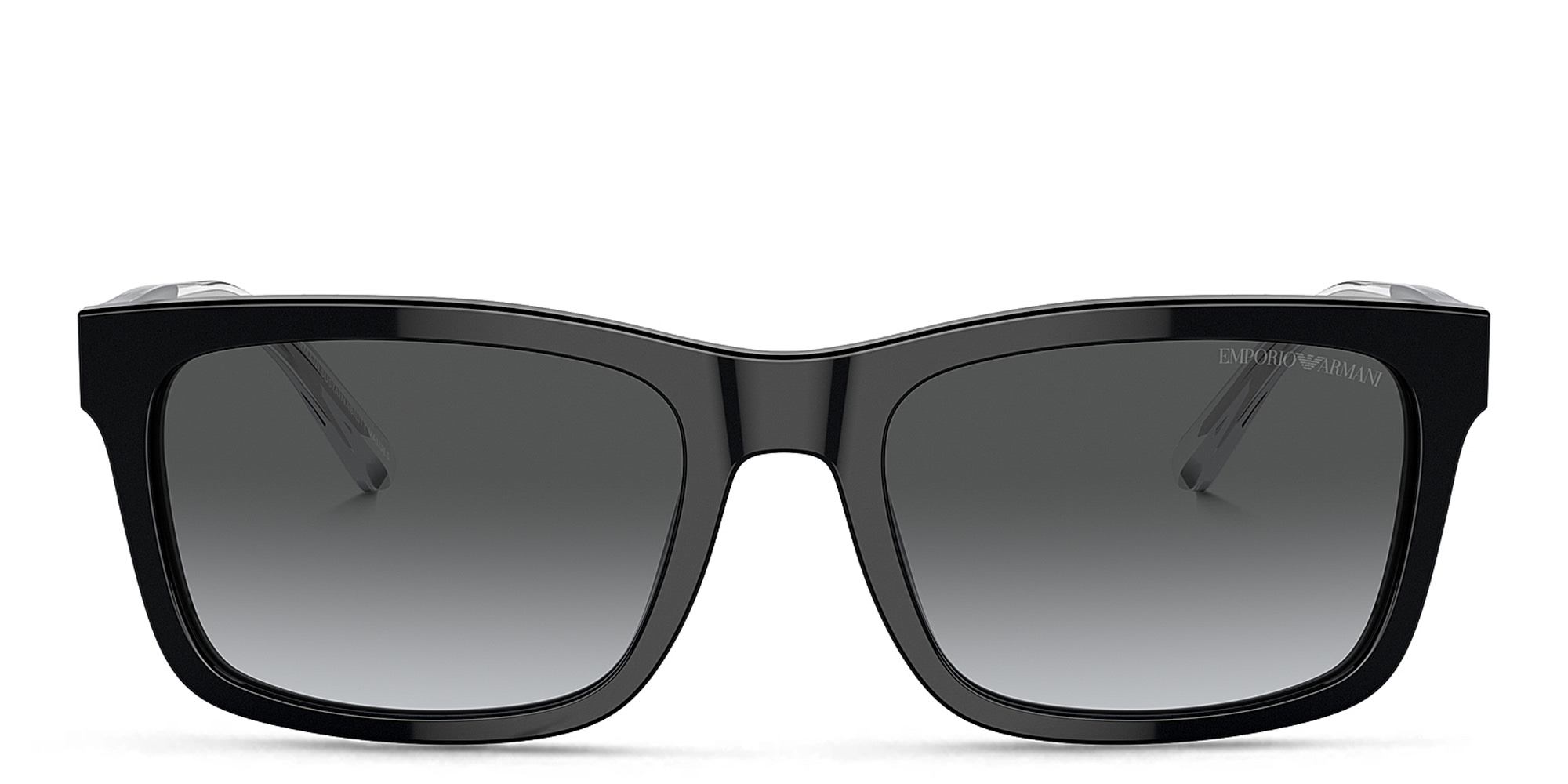Shop Emporio Armani Logo Rectangle Sunglasses in Shiny Black online.
