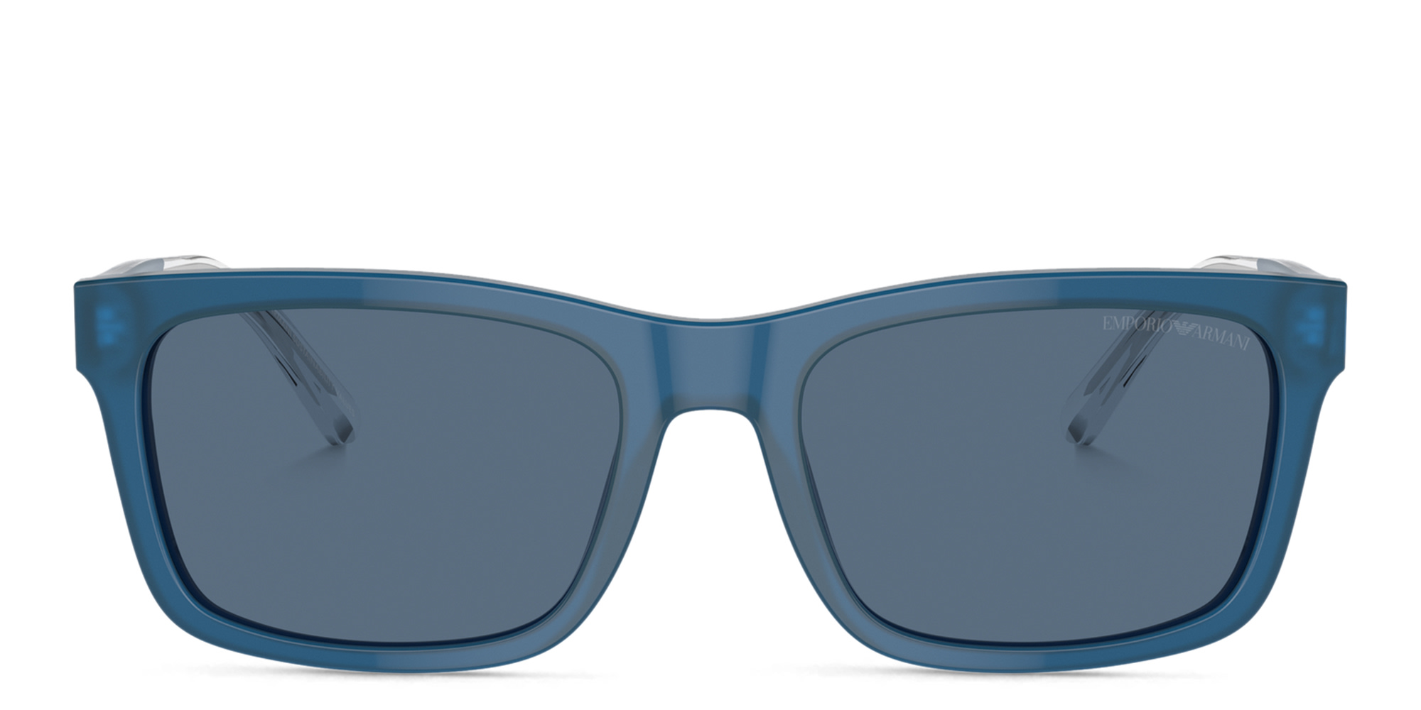 Shop Emporio Armani Logo Rectangle Sunglasses in Blue online.