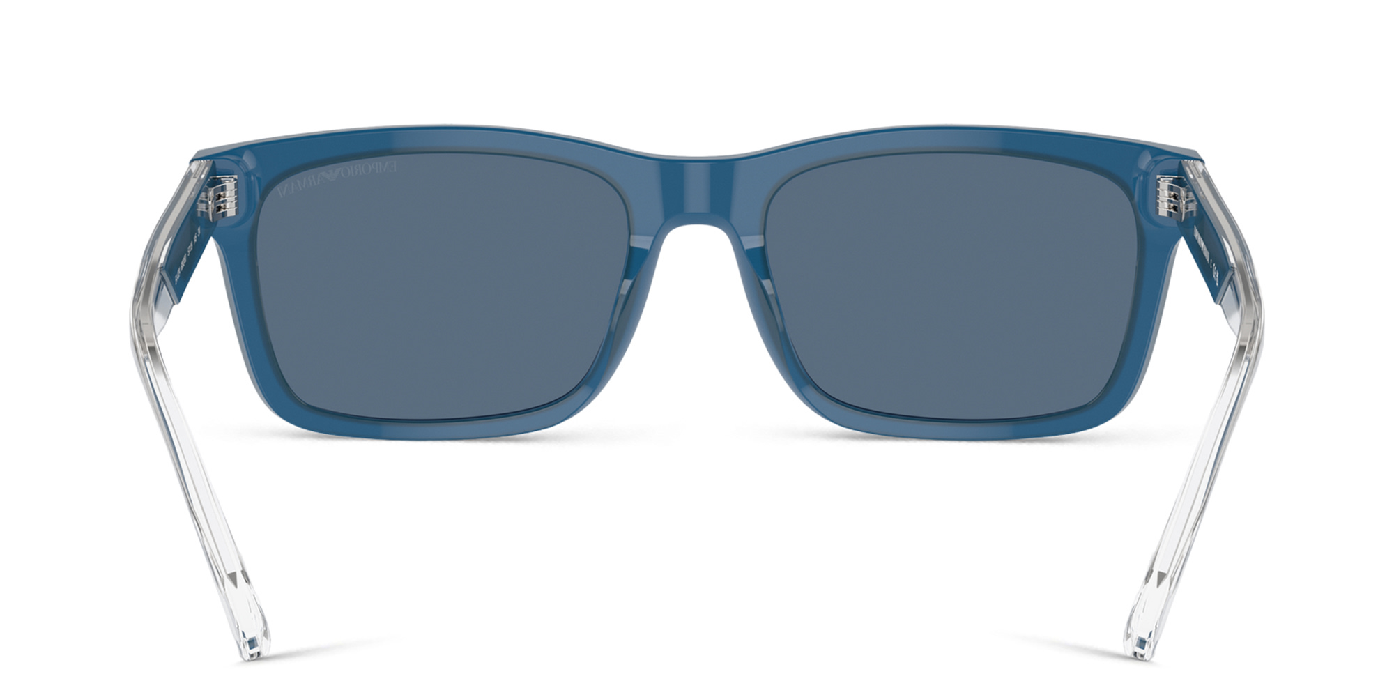 Shop Emporio Armani Logo Rectangle Sunglasses in Blue online.