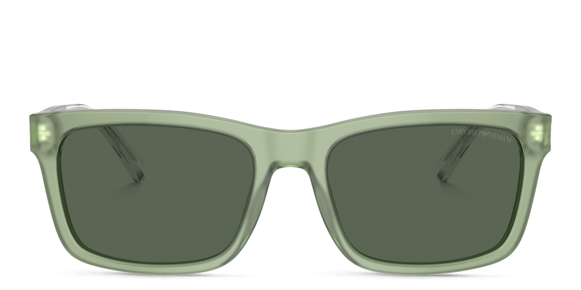 Emporio Armani Logo Rectangle Sunglasses in Shiny Opaline Green – Product Photo 1