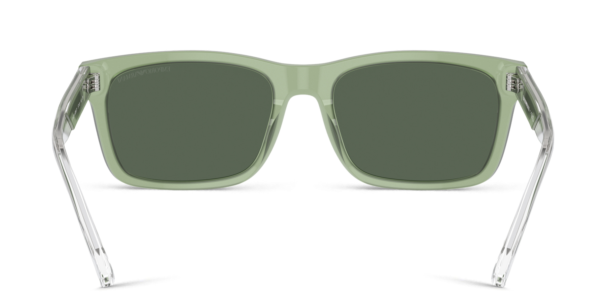 Emporio Armani Logo Rectangle Sunglasses in Shiny Opaline Green – Product Photo 4