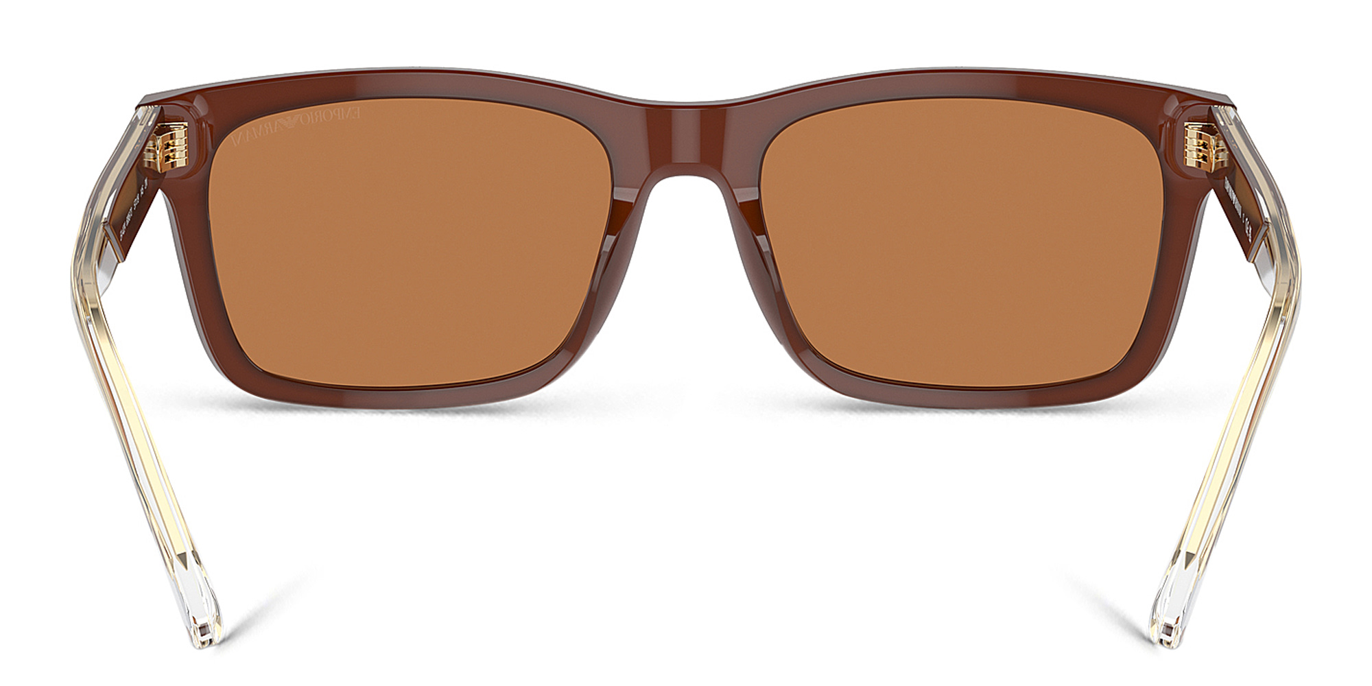 Emporio Armani Logo Rectangle Sunglasses in Shiny Opaline Brown – Product Photo 4