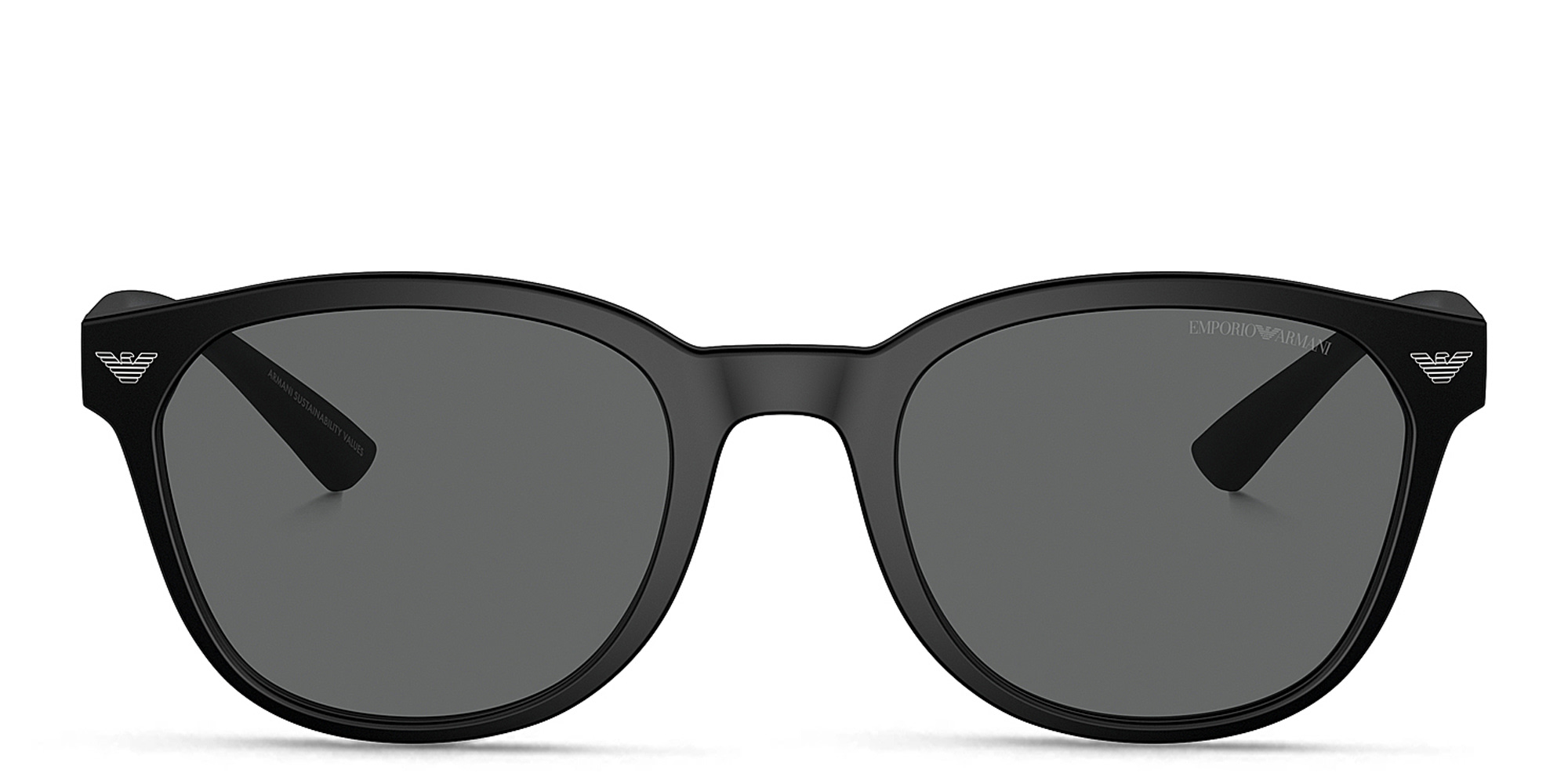 Shop Emporio Armani Logo Panthos Sunglasses in Matte Black online.