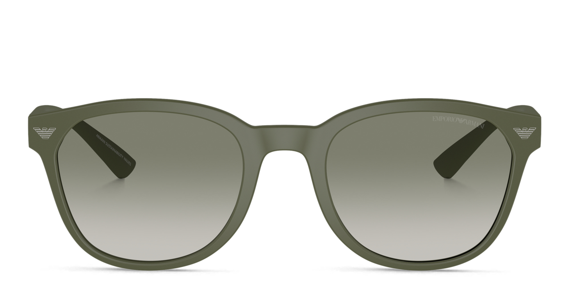 Shop Emporio Armani Logo Panthos Sunglasses in Matte Green online.