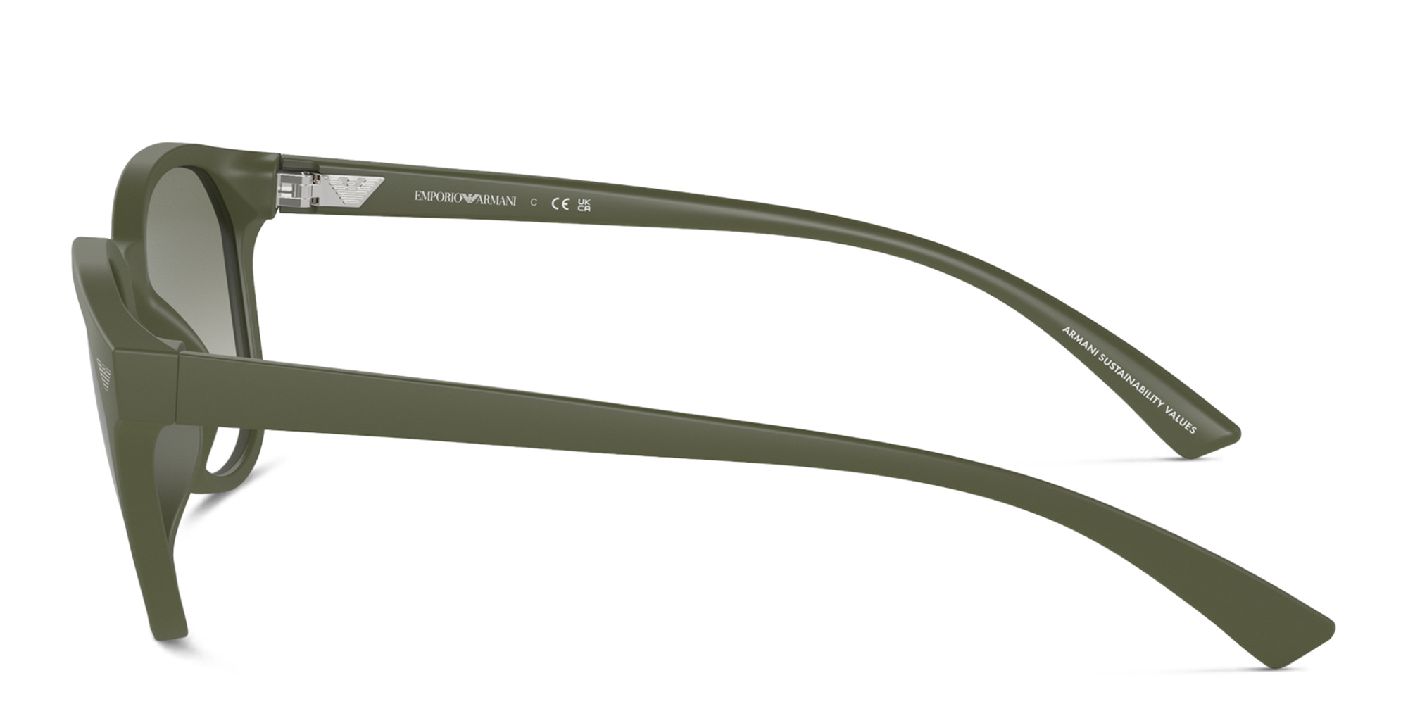 Shop Emporio Armani Logo Panthos Sunglasses in Matte Green online.