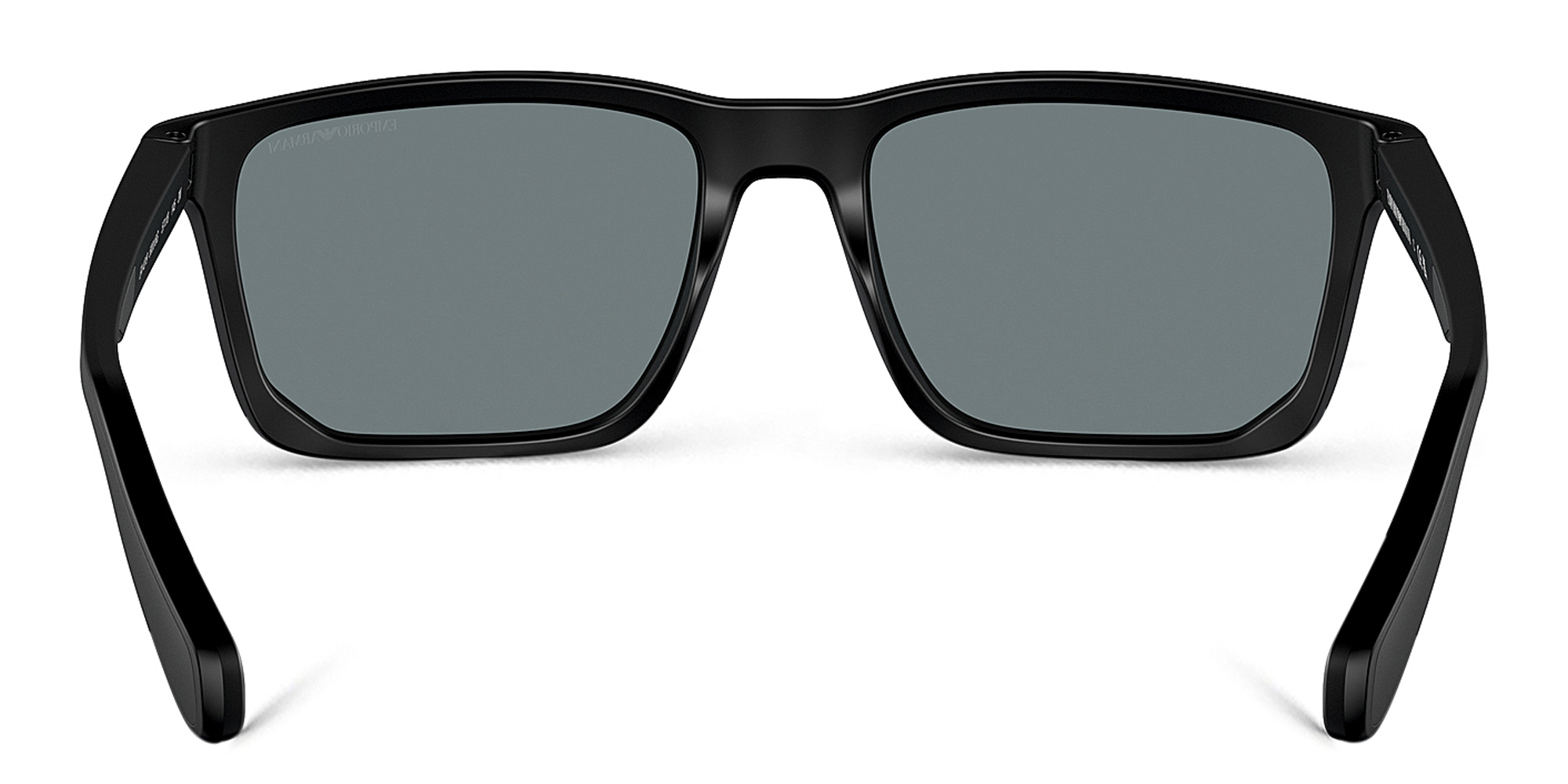 Shop Emporio Armani Logo Rectangle Sunglasses in Matte Black online.