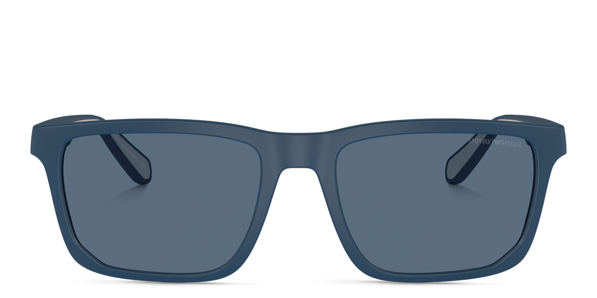 Emporio Armani Logo Rectangle Sunglasses in Matte Blue – Product Photo 1