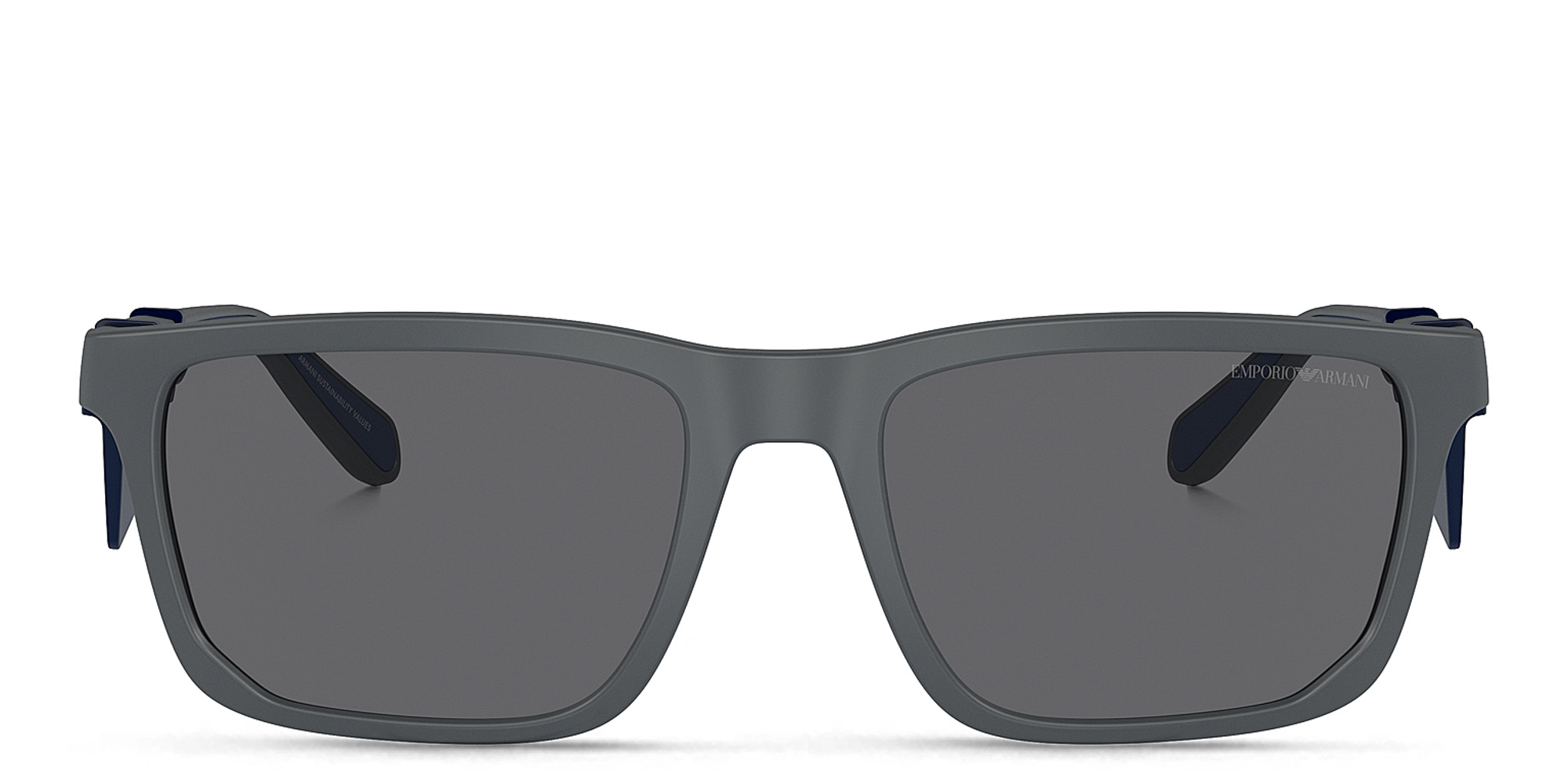 Emporio Armani Logo Rectangle Sunglasses in Matte Dark Grey – Product Photo 1
