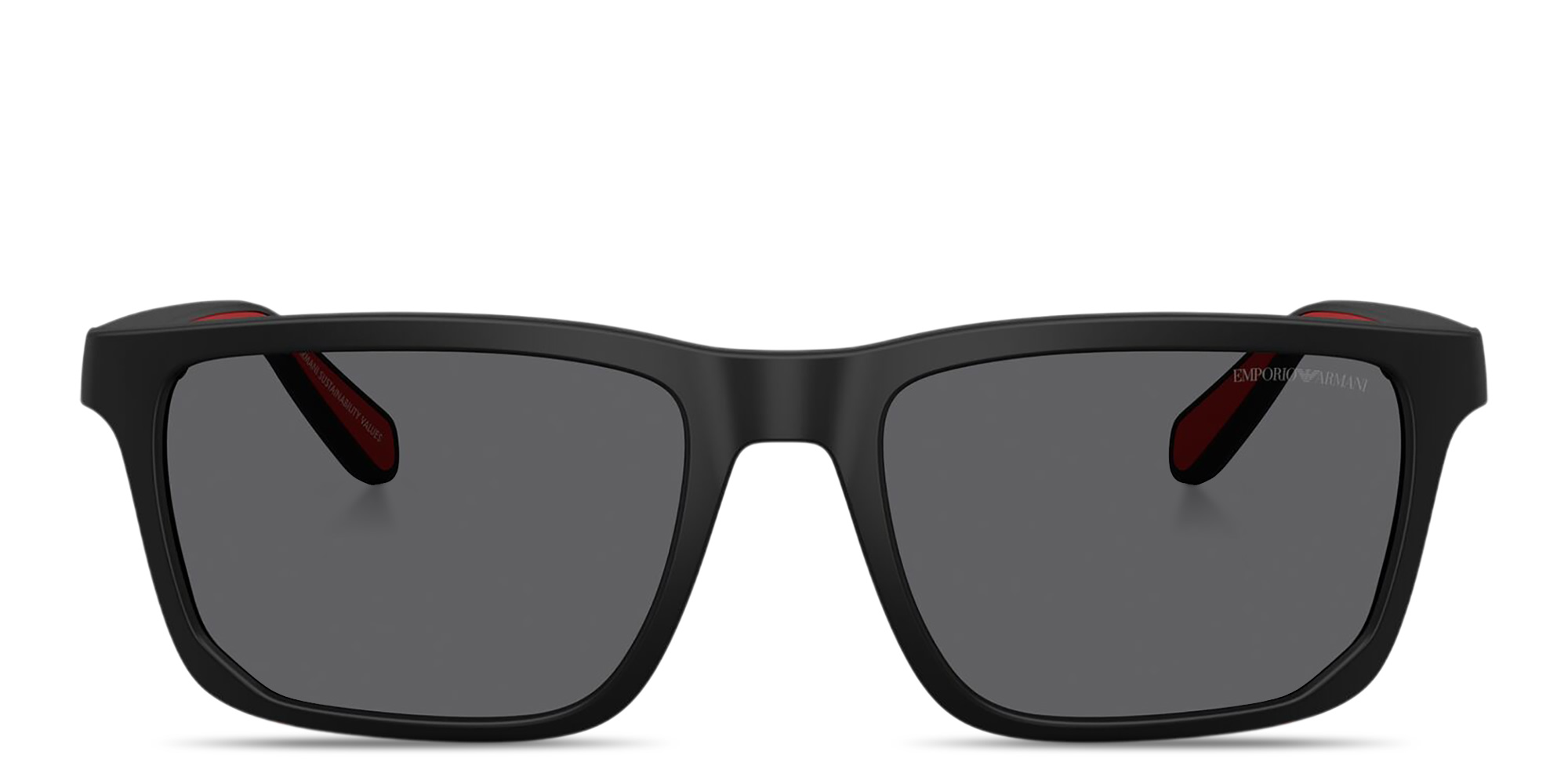 Shop Emporio Armani Eagle Logo Rectangle Sunglasses in Black online.