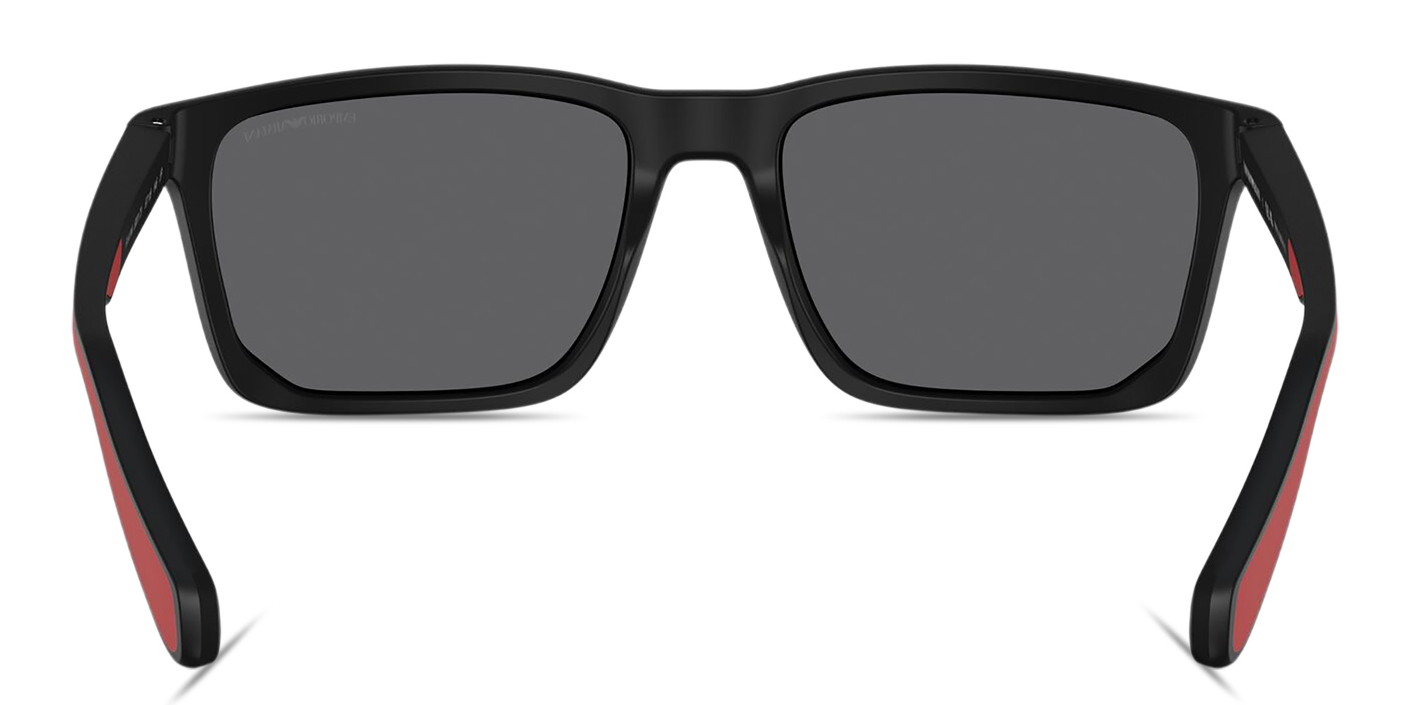 Shop Emporio Armani Eagle Logo Rectangle Sunglasses in Black online.