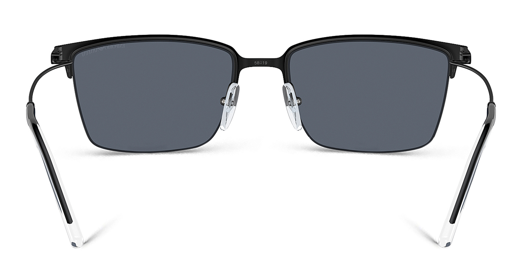 نظارات شمسية مربّعة بنصف إطار بشعار العلامة من امبوريو أرماني بلون أسود مطفي - صورة المنتج 4