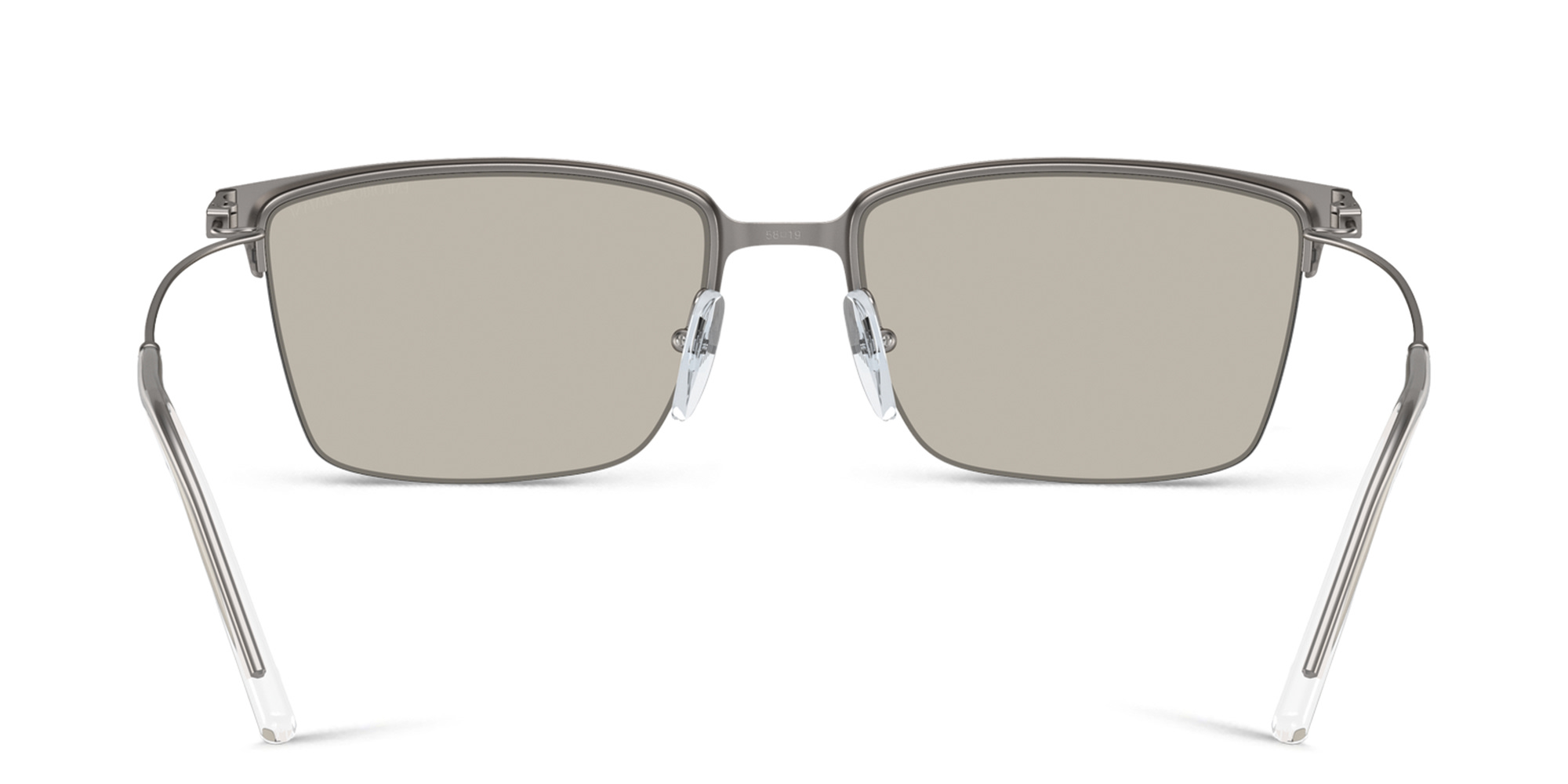 Shop Emporio Armani Logo Half-Rim Square Sunglasses in Matte Gunmetal online.