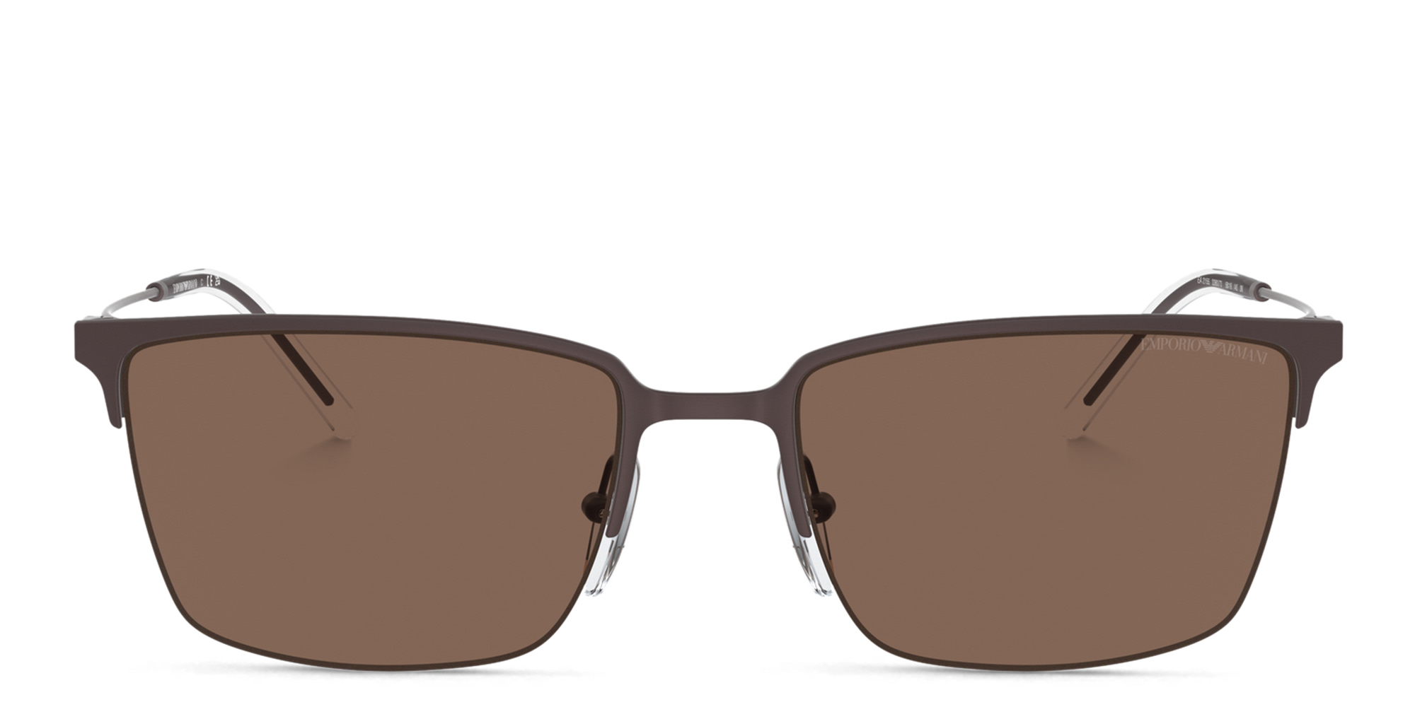 Emporio Armani Logo Half-Rim Square Sunglasses in Matte Brown – Product Photo 1