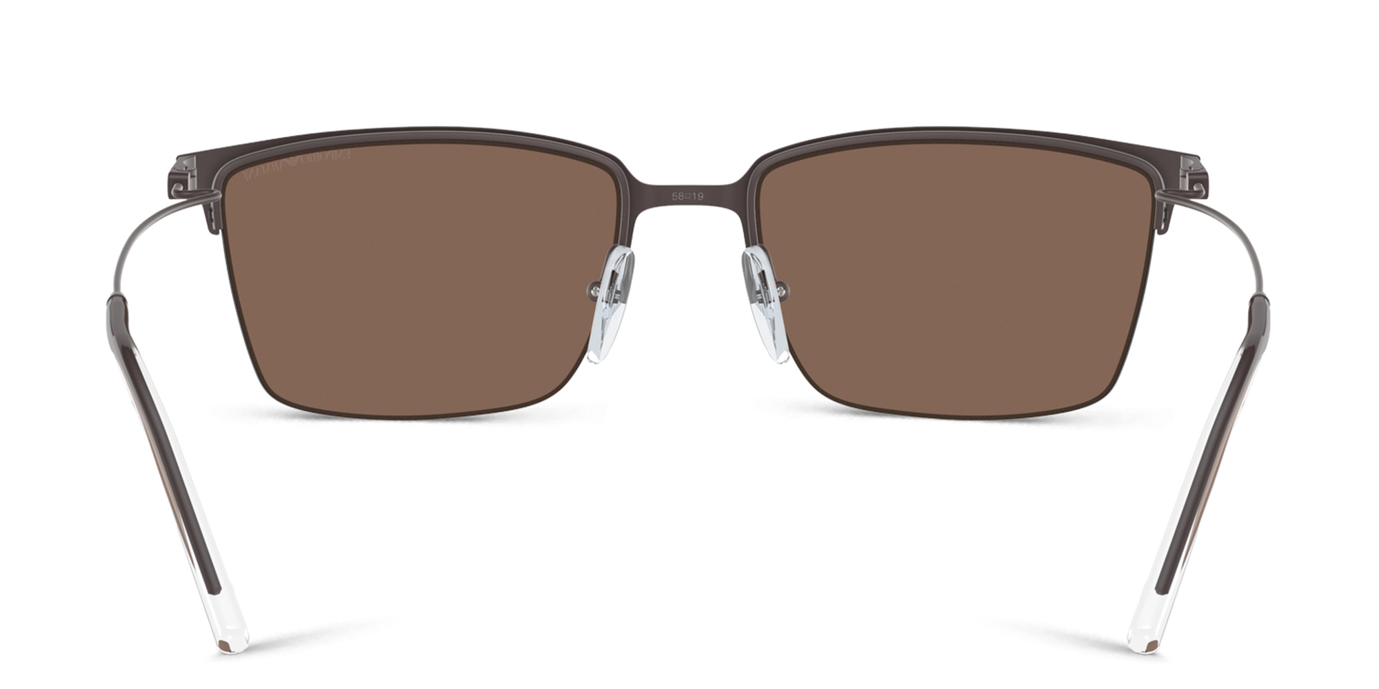 Emporio Armani Logo Half-Rim Square Sunglasses in Matte Brown – Product Photo 4