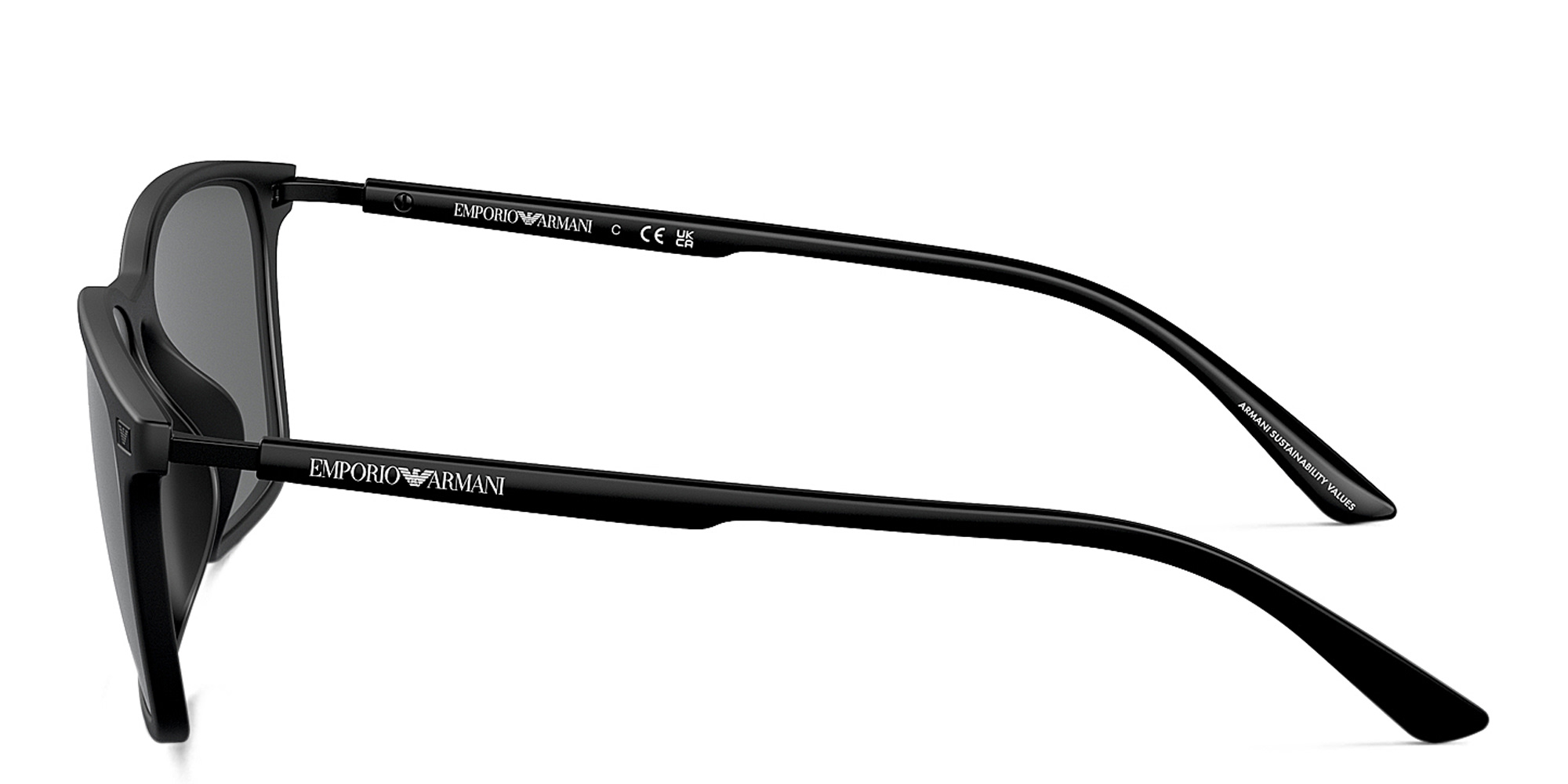 Shop Emporio Armani Logo Rectangle Sunglasses in Matte Black online.