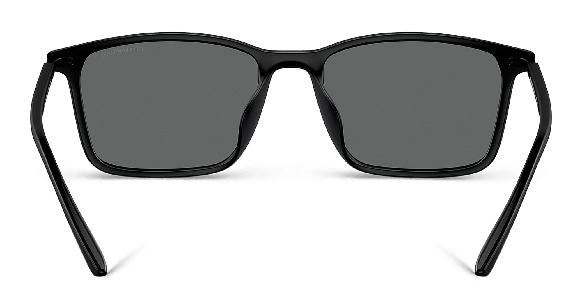 Shop Emporio Armani Logo Rectangle Sunglasses in Matte Black online.