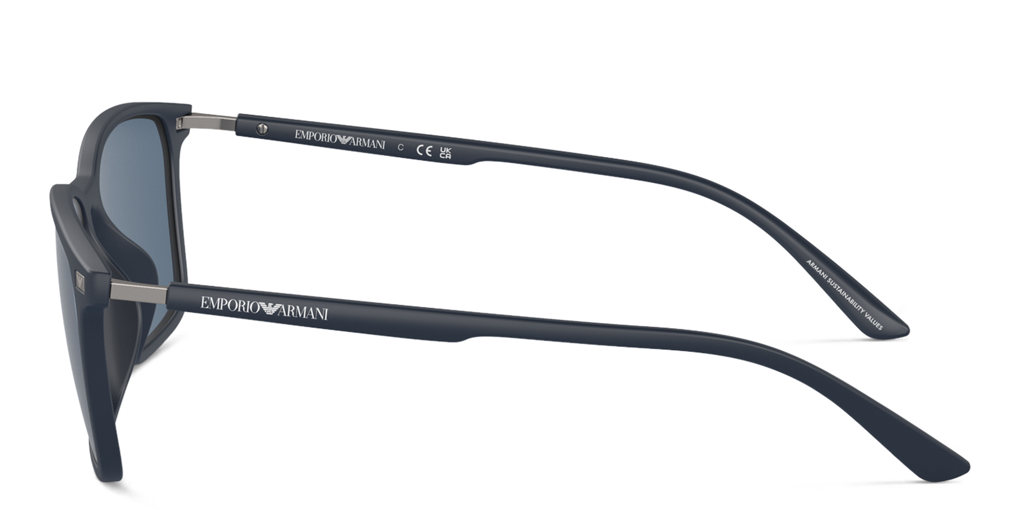 Emporio Armani Logo Rectangle Sunglasses in Matte Blue – Product Photo 3