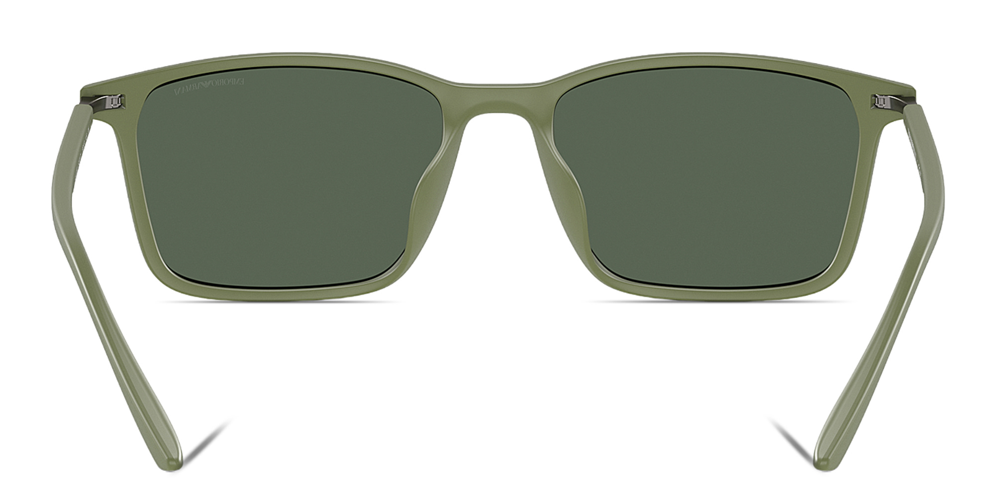 Shop Emporio Armani Logo Rectangle Sunglasses in Green online.