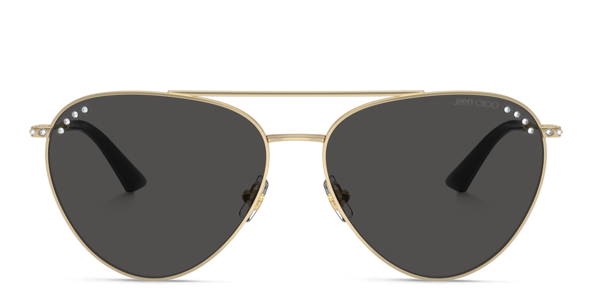 نظارات شمسية أفياتور مزيّنة بأحجار الراين من جيمي تشو بلون ذهبي - صورة المنتج 1