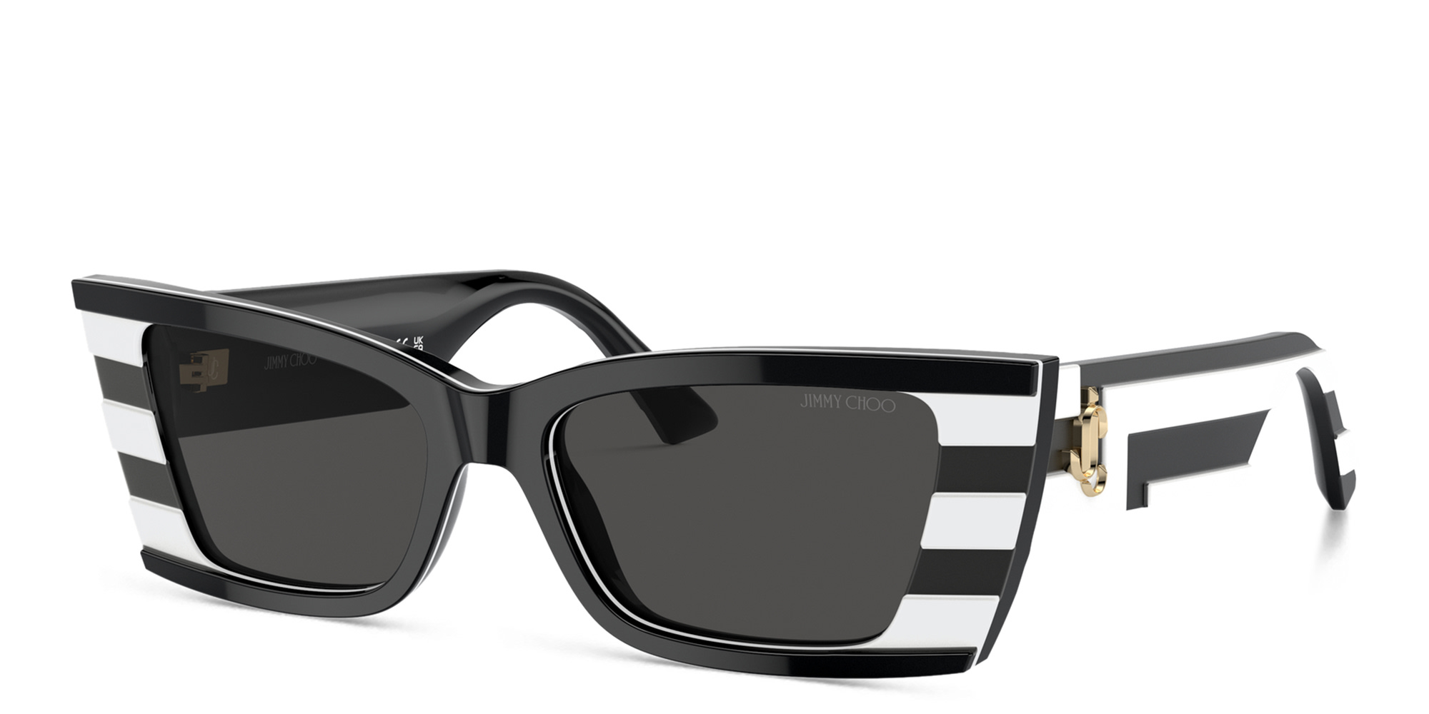 Shop JIMMY CHOO JC Motif Rectangle Sunglasses in Black online.