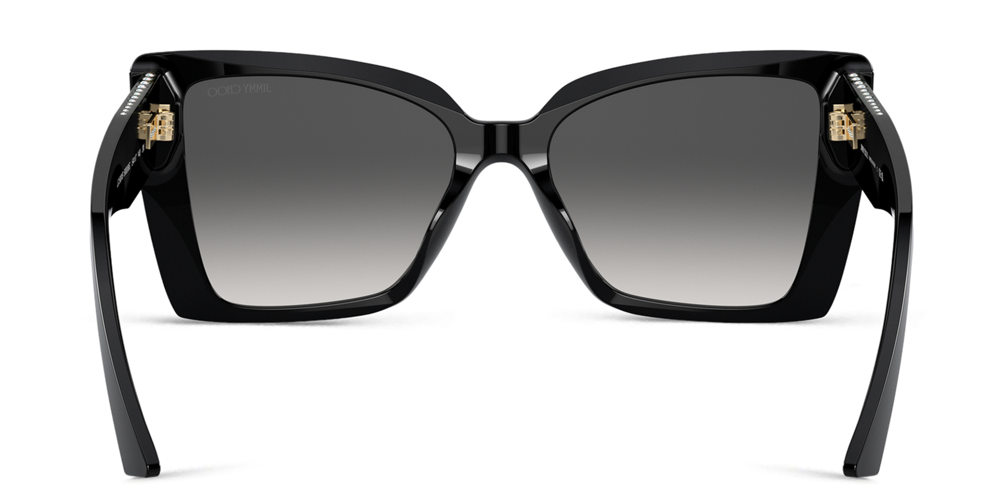 نظارات شمسية كات آي كبيرة مزيّنة بأحجار الراين من جيمي تشو بلون أسود - صورة المنتج 4