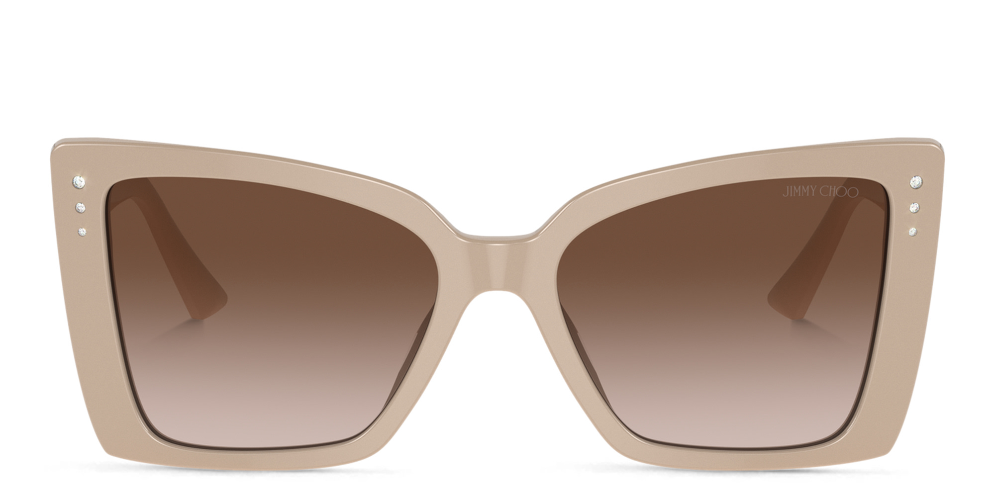 JIMMY CHOO Rhinestone-Embellished Oversized Cat-Eye Sunglasses in Beige – Product Photo 1