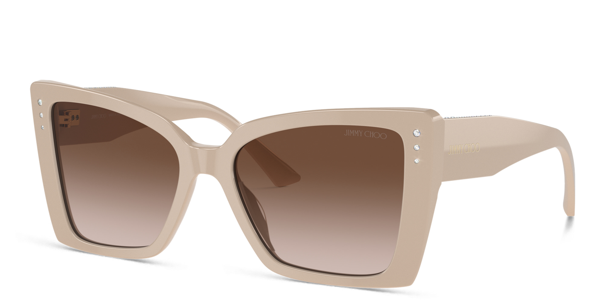 JIMMY CHOO Rhinestone-Embellished Oversized Cat-Eye Sunglasses in Beige – Product Photo 2