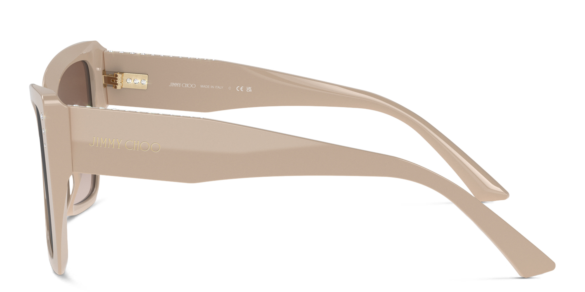 JIMMY CHOO Rhinestone-Embellished Oversized Cat-Eye Sunglasses in Beige – Product Photo 3