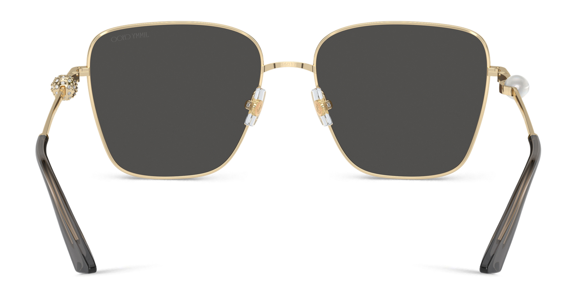 Shop JIMMY CHOO Pearl-Embellished Square Sunglasses in Gold online.