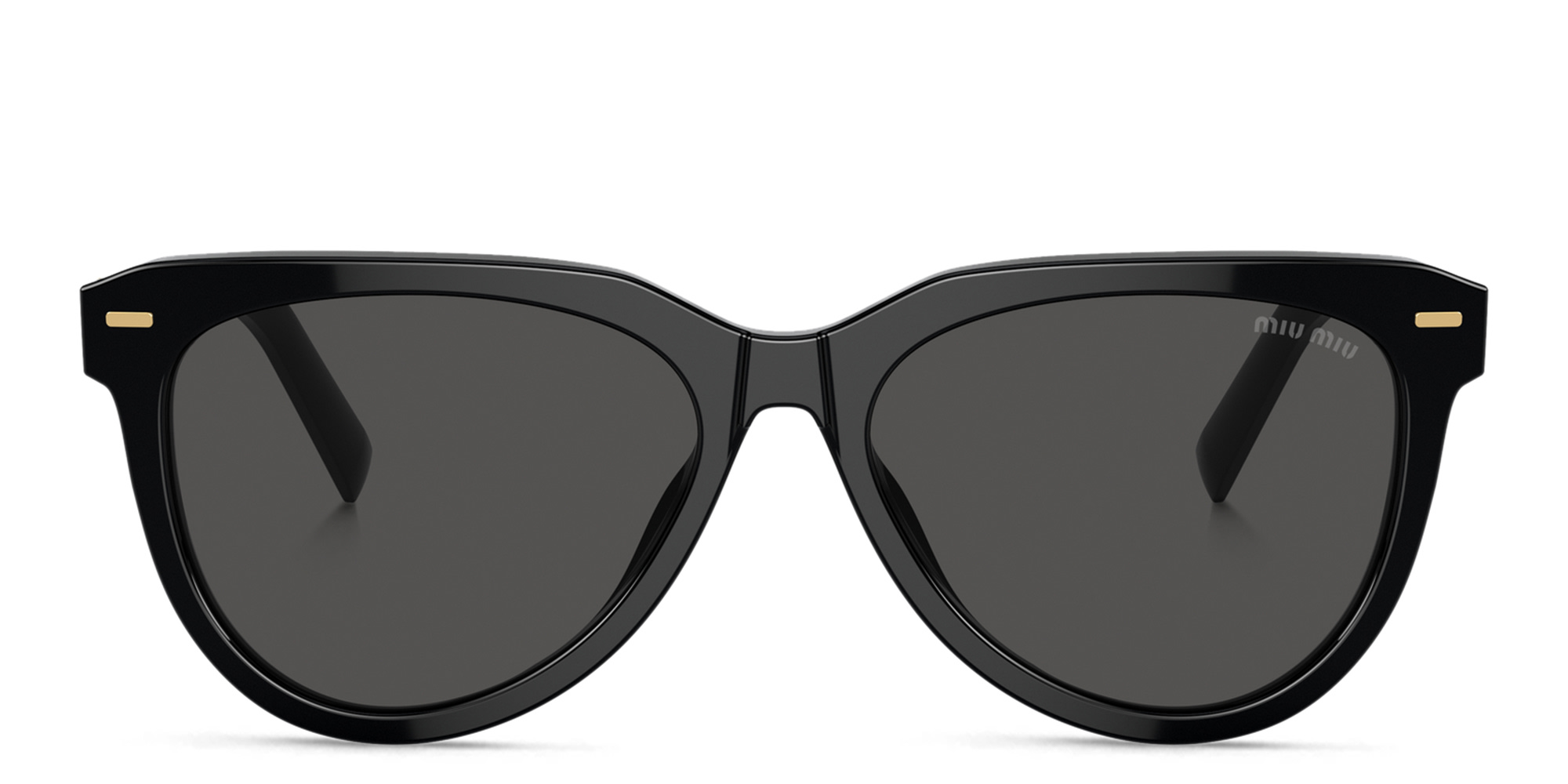 Shop MIU MIU Vertical Logo Panthos Sunglasses in Black online.
