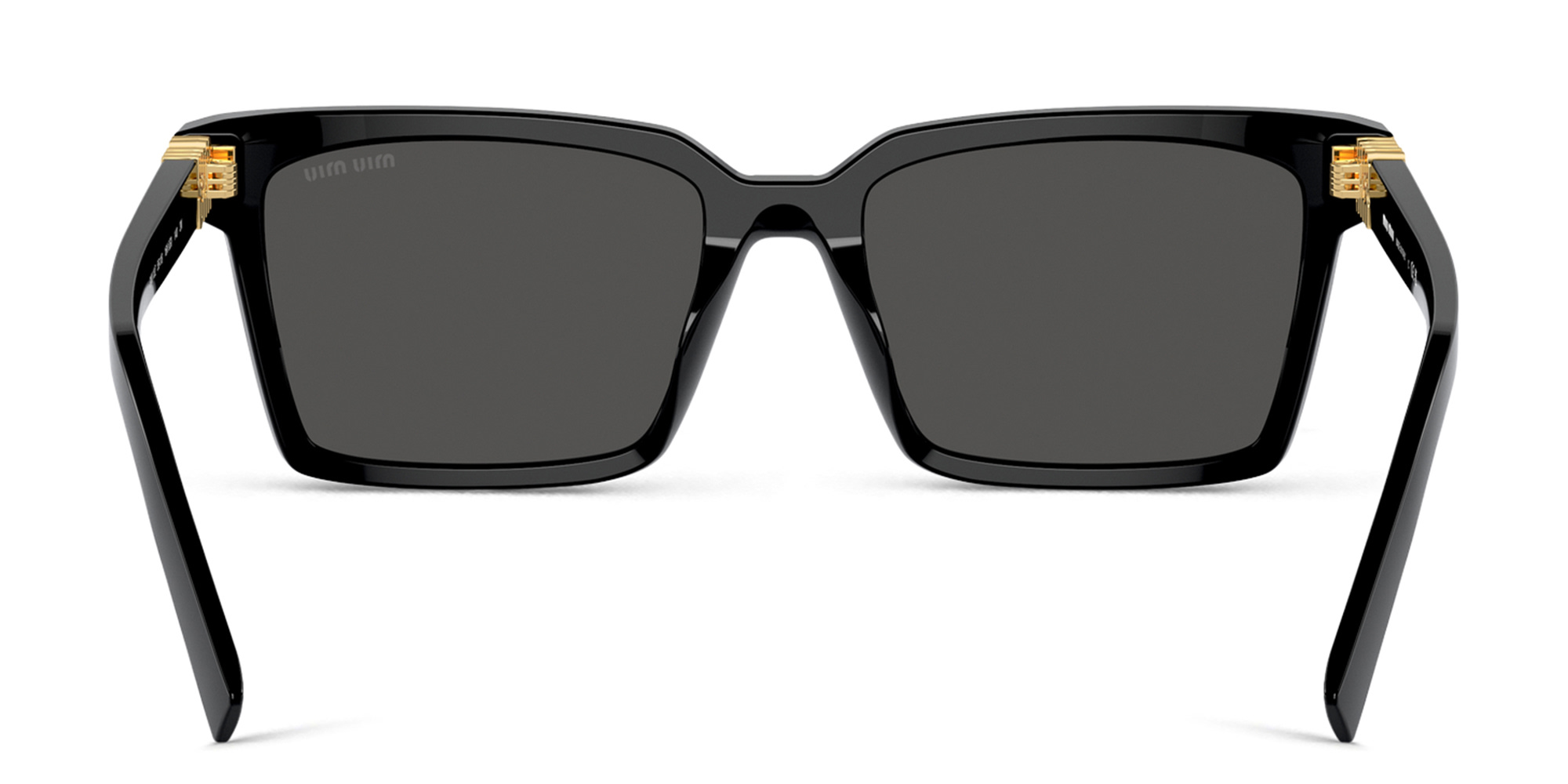 Shop MIU MIU Vertical Logo Rectangle Sunglasses in Black online.