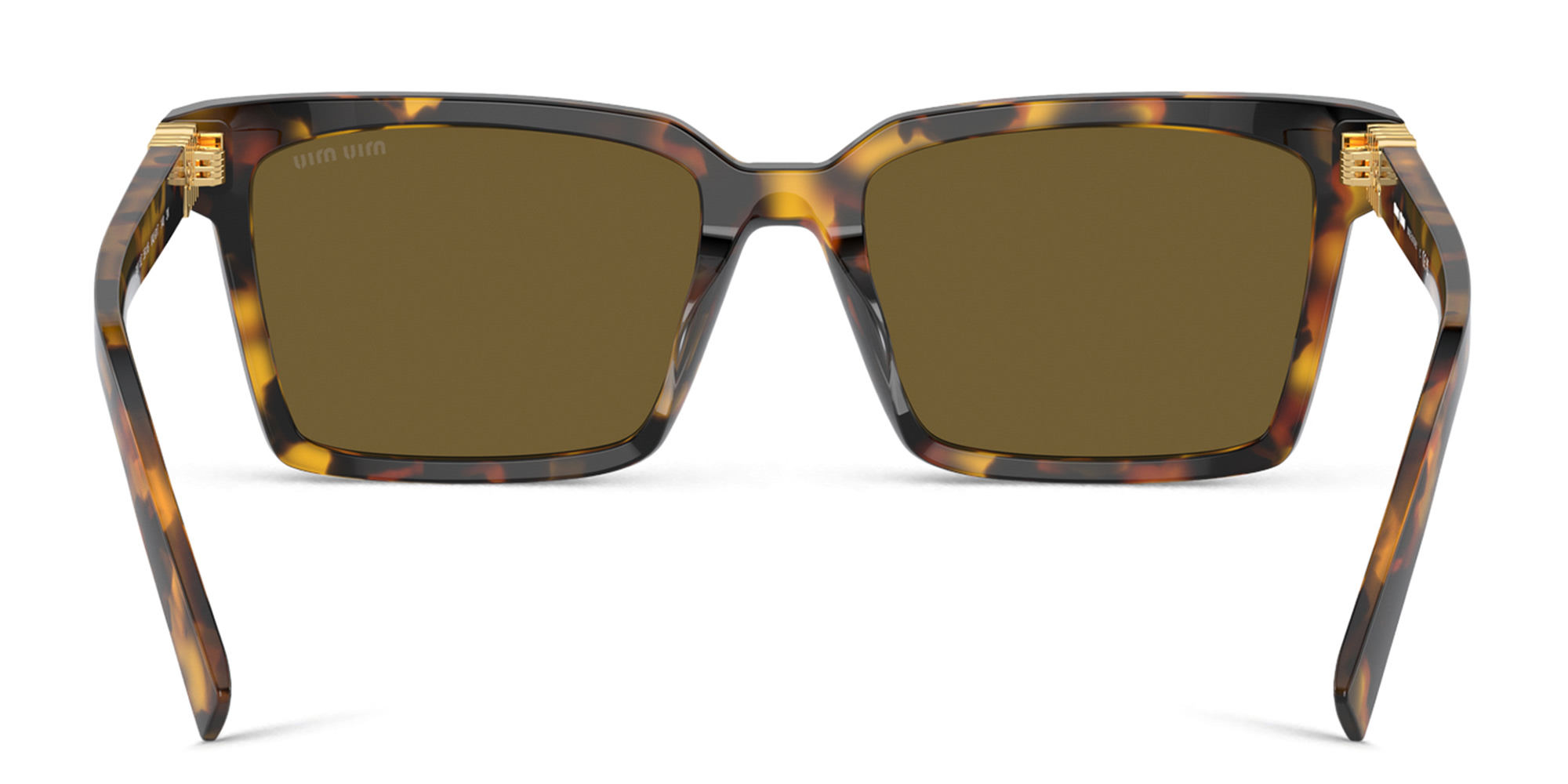 Shop MIU MIU Vertical Logo Rectangle Sunglasses in Honey Havana online.