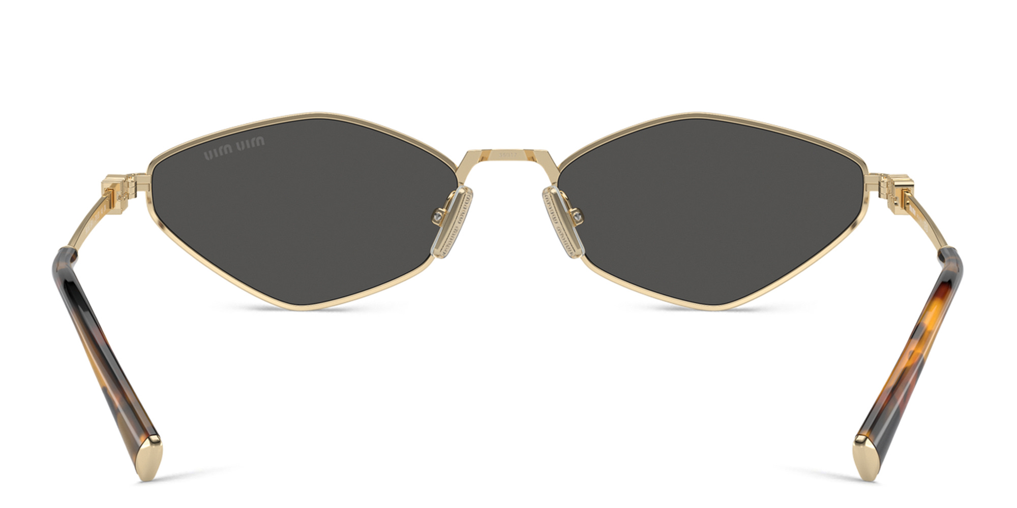 نظارات شمسية غير منتظمة بشعار العلامة العمودي من ميو ميو بلون ذهبي - صورة المنتج 4