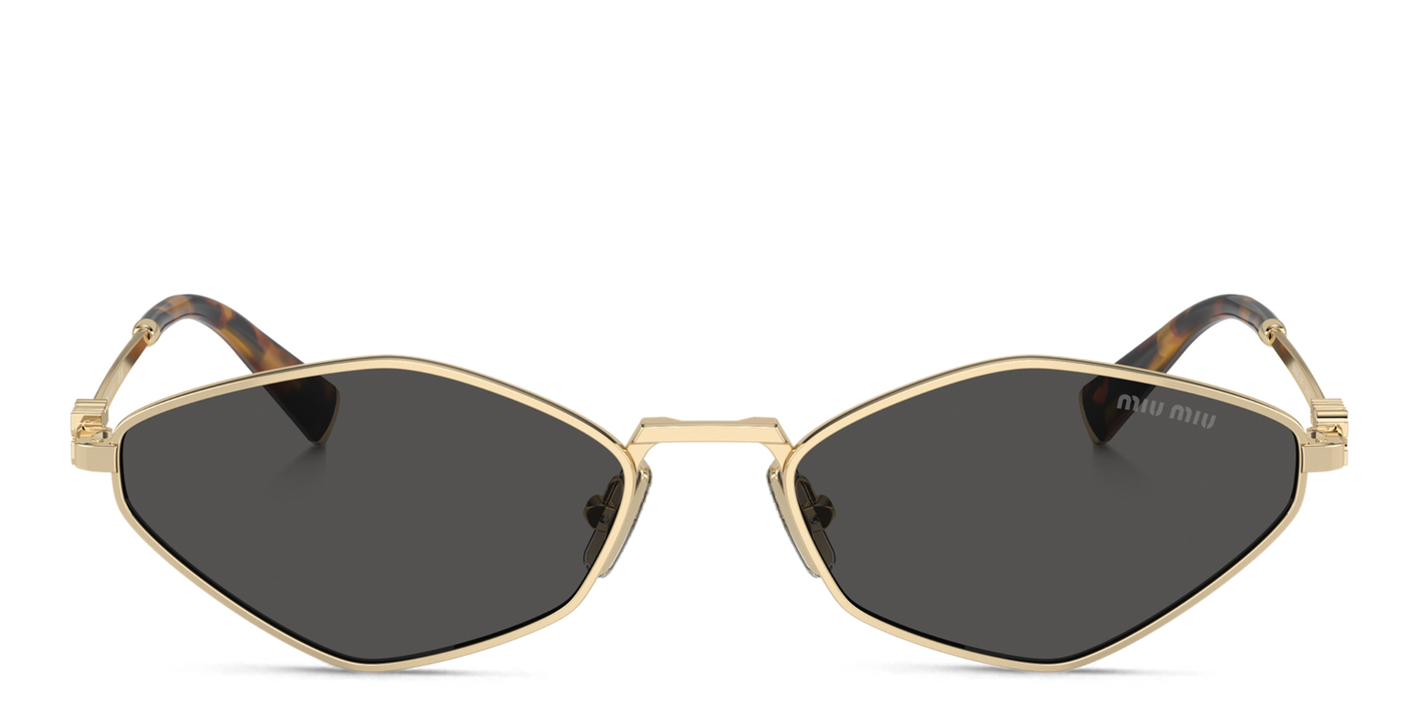 MIU MIU Vertical Logo Irregular Sunglasses in Gold – Product Photo 1