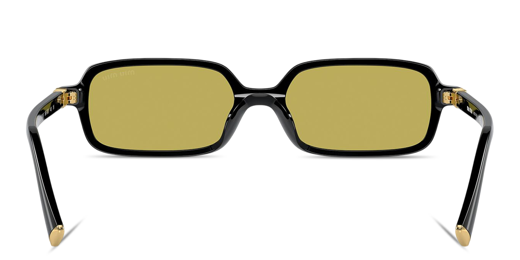 Shop MIU MIU Vertical Logo Rectangle Sunglasses in Black online.