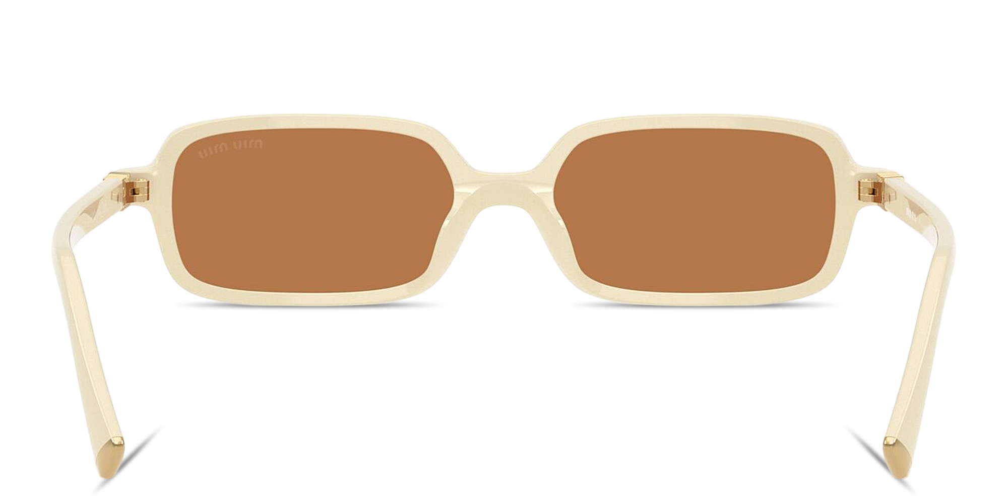 Shop MIU MIU Vertical Logo Rectangle Sunglasses in Solid Cream online.