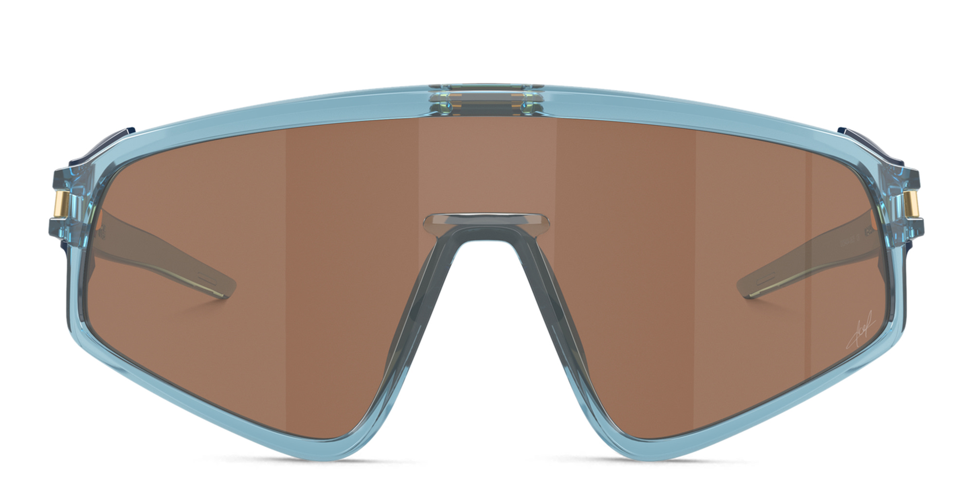 Shop Oakley Latch Panel Unisex Mask Sunglasses in Transparent Blue online.