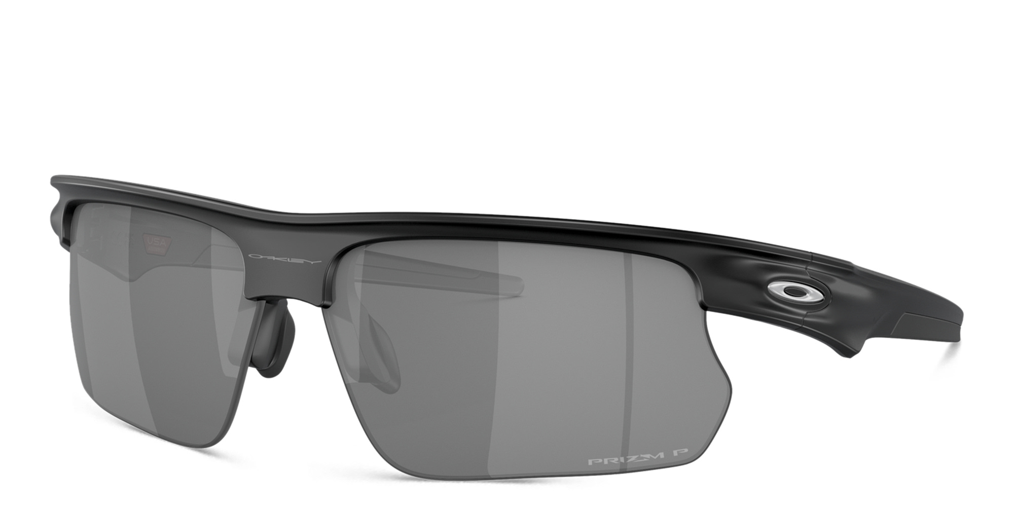 Shop Oakley BiSphaera Unisex Half-Rim Wide Rectangle Sunglasses in Black online.