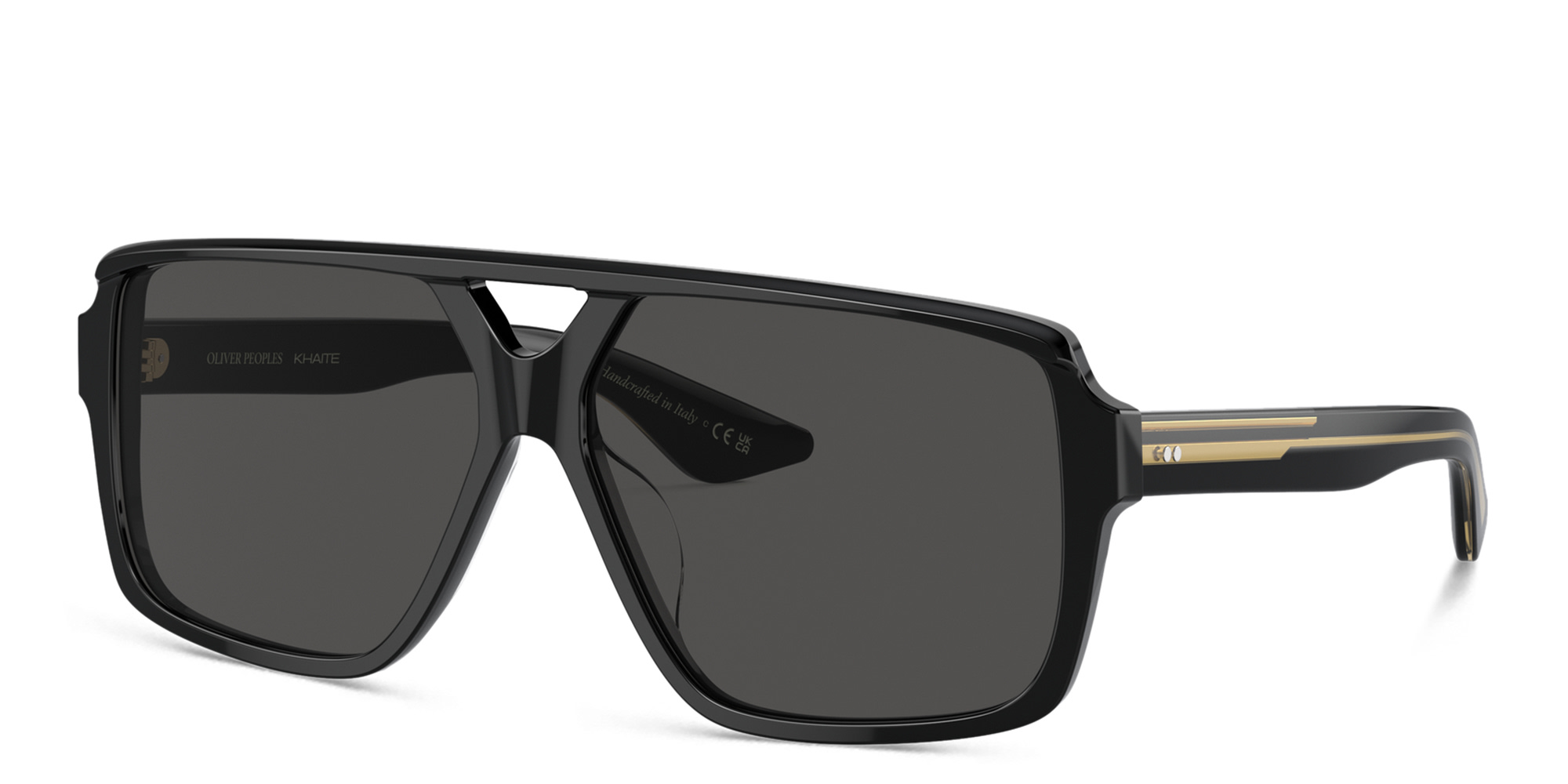 Shop OLIVER PEOPLES Khaite Unisex Rectangle Sunglasses in Black online.