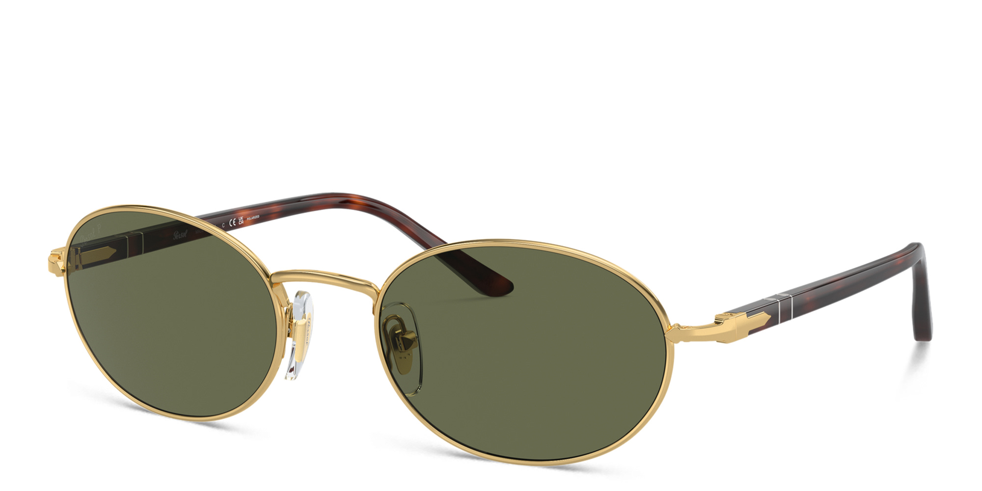 Shop PERSOL Ida Unisex Oval Sunglasses in Gold online.