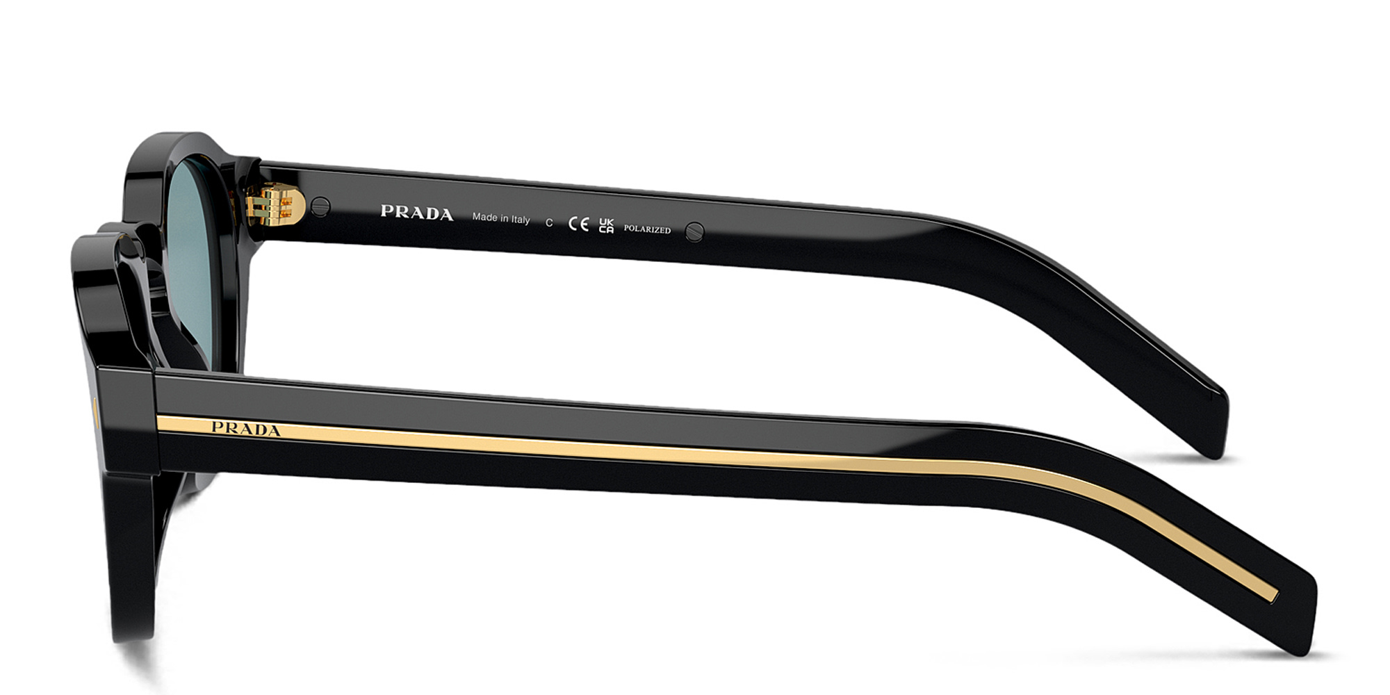 PRADA Logo Round Sunglasses in Black – Product Photo 3