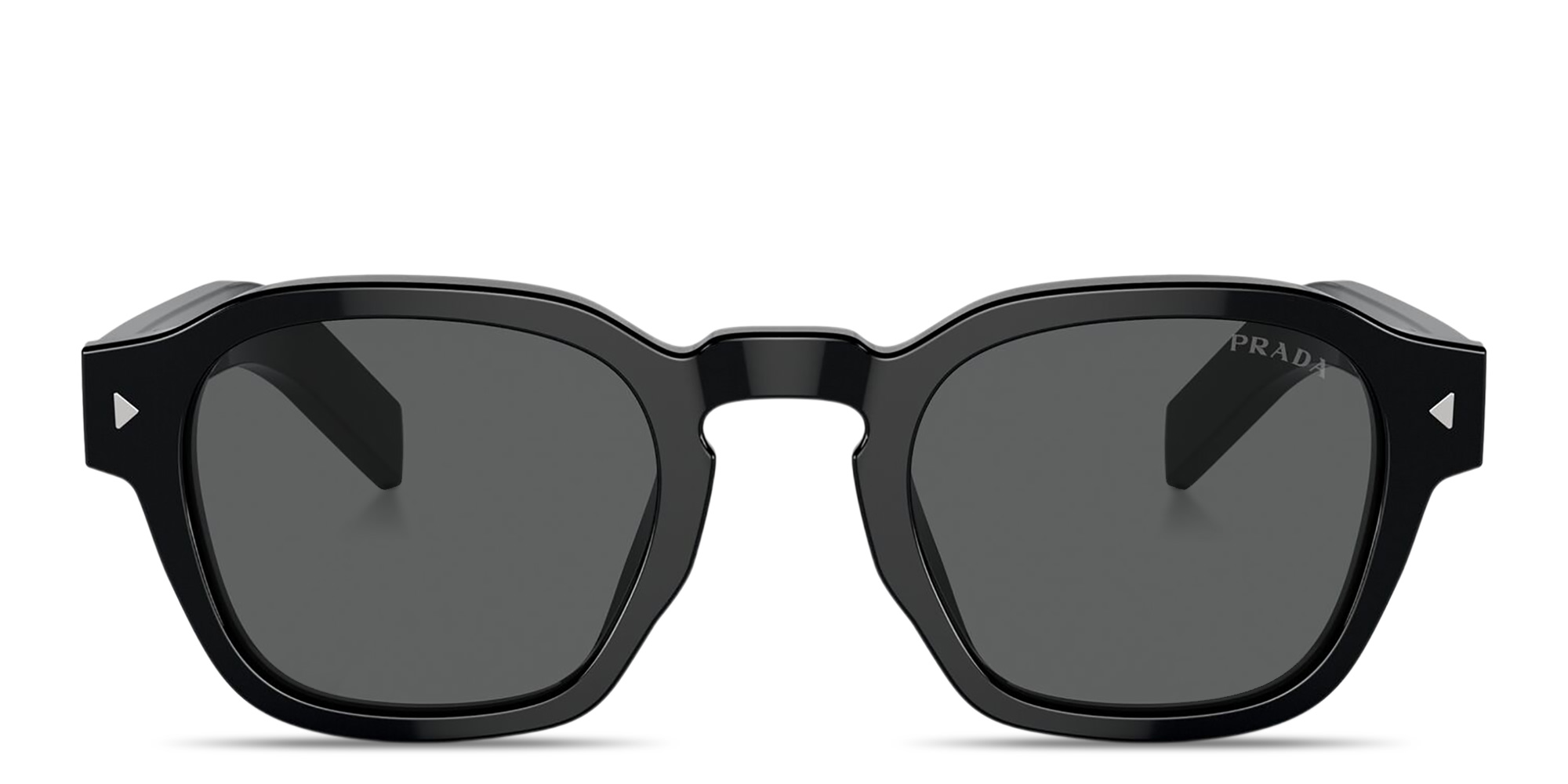 Shop PRADA Logo Round Sunglasses in Black online.