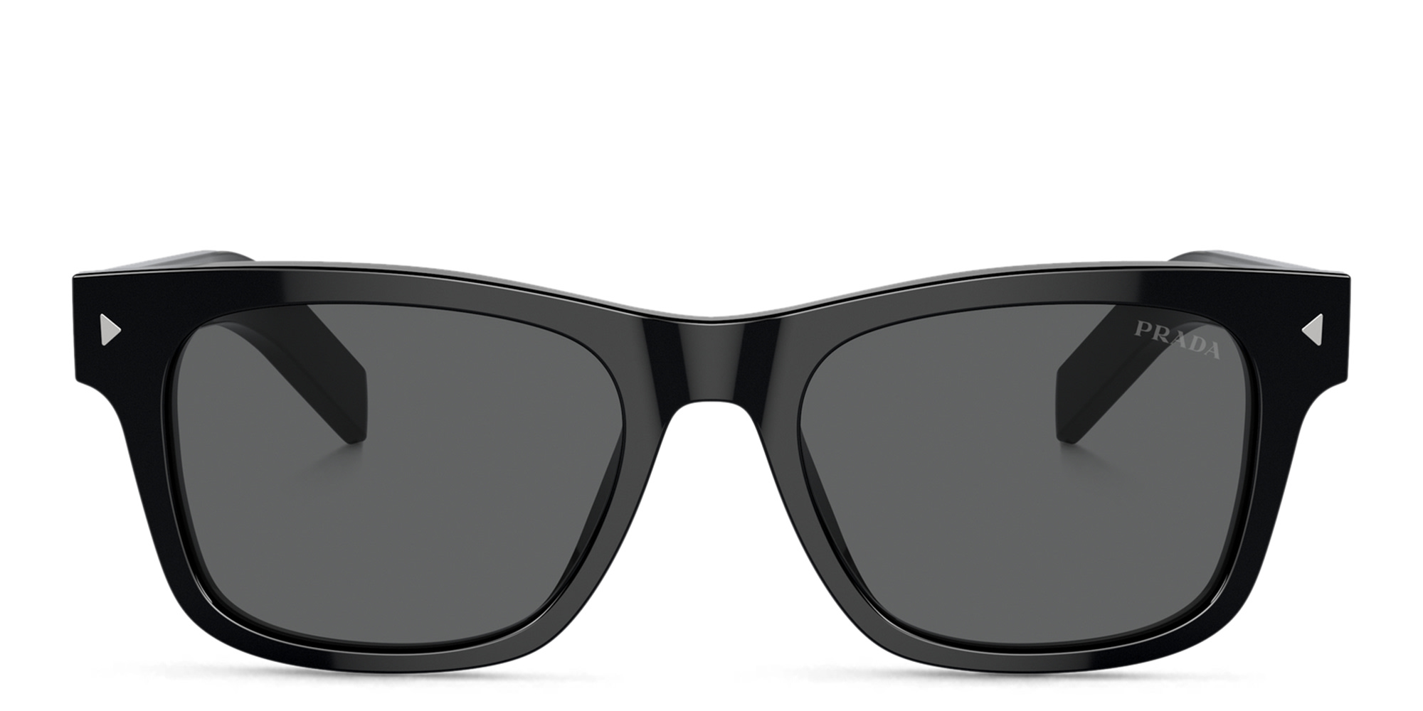 Shop PRADA Logo Rectangle Sunglasses in Black online.