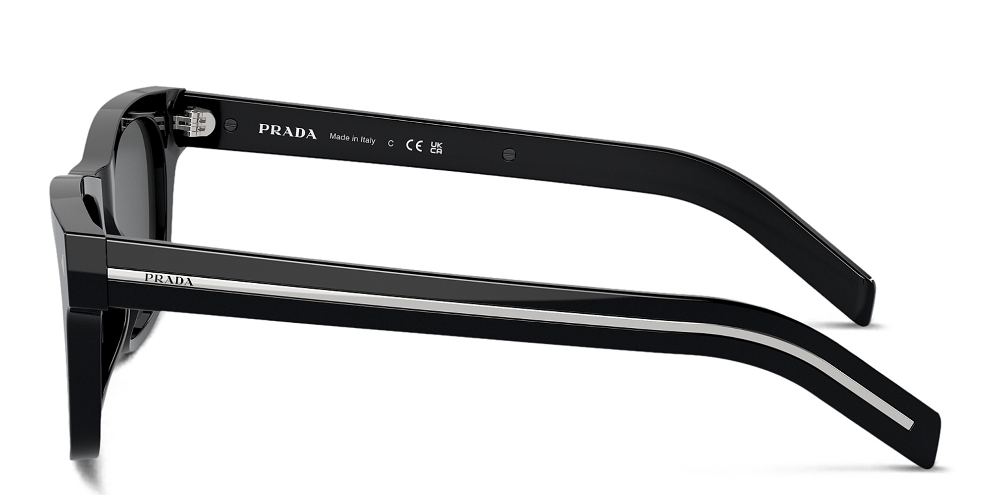 Shop PRADA Logo Rectangle Sunglasses in Black online.