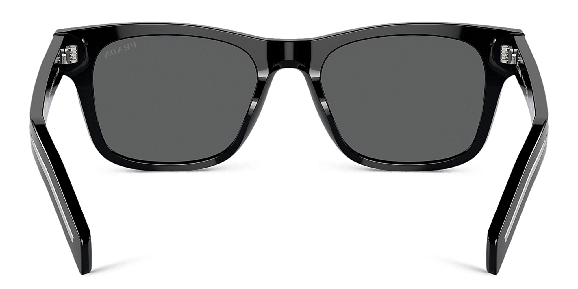 Shop PRADA Logo Rectangle Sunglasses in Black online.